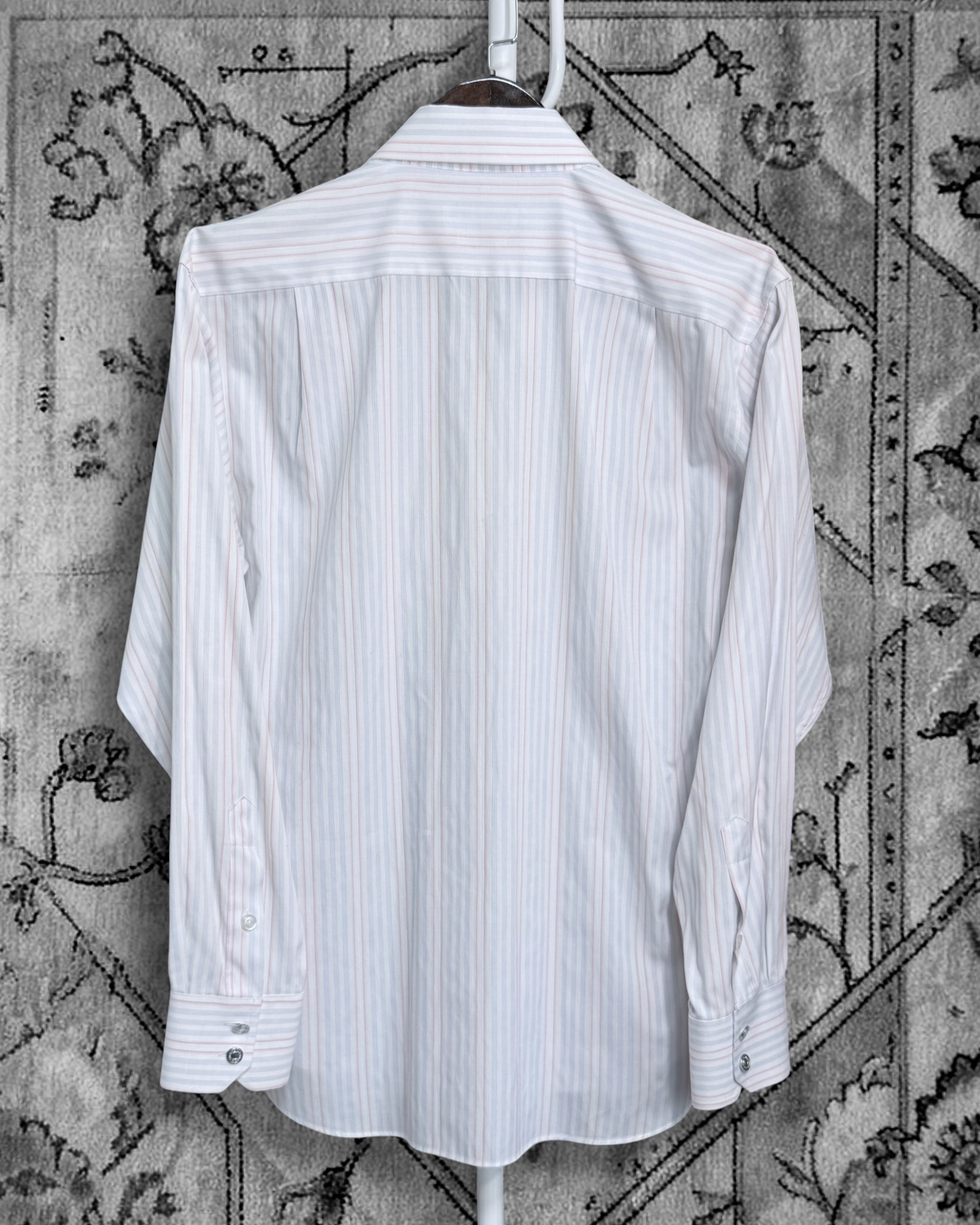 [HERMES] Stripe Long Sleeve Dress Shirt (White / Pink Blue Stripe)