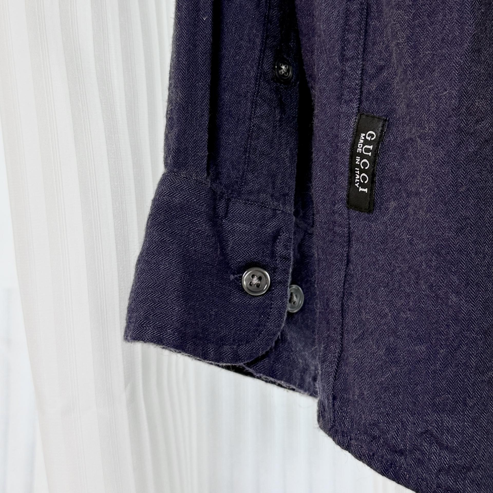 [GUCCI] Herringbone Flannel Long Sleeve Shirt (Purple Navy)