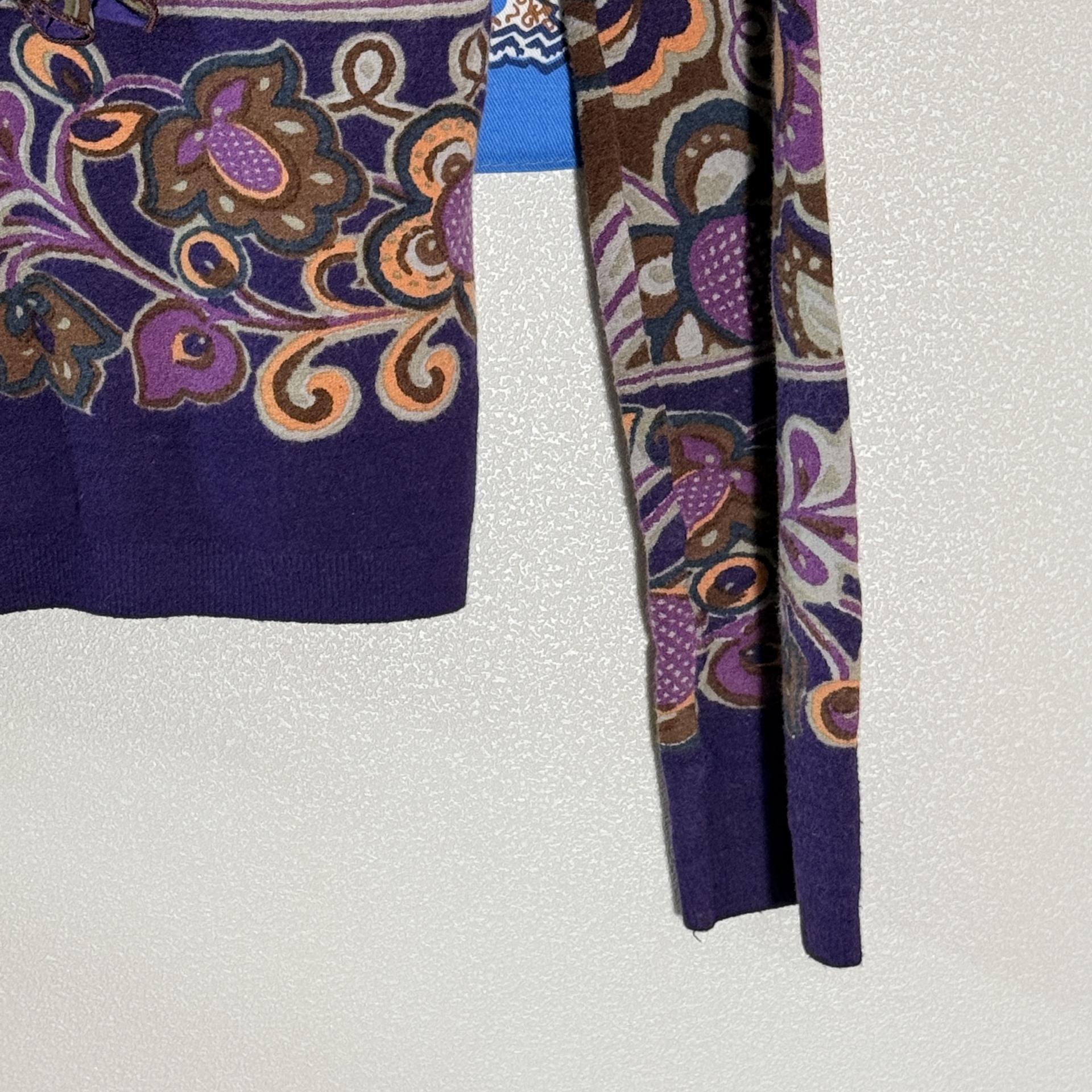 [Blumarine] Paisley Ruffle Silk Knit Cardigan