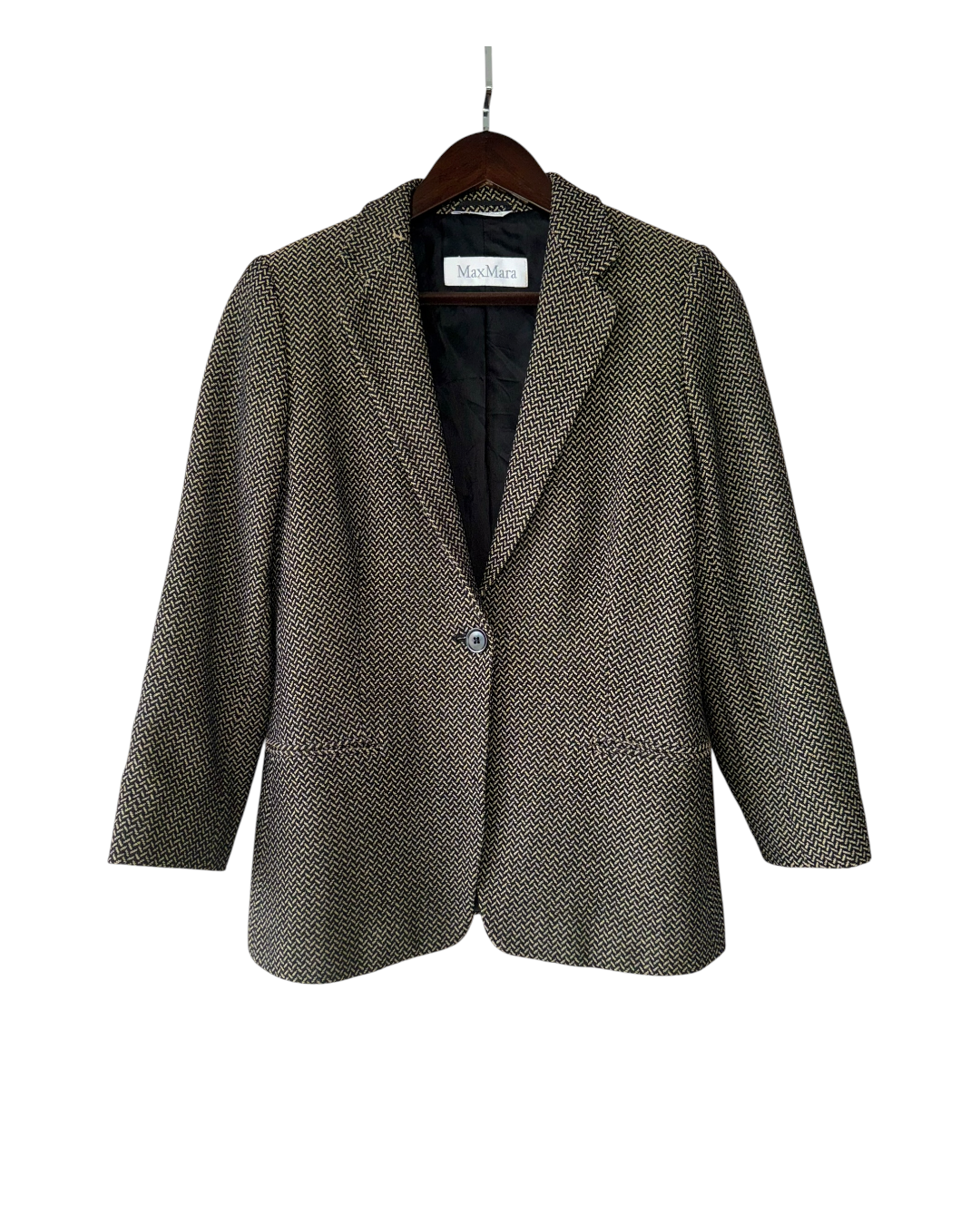 [MaxMara] Vintage Herringbone Wool Tailored Blazer Jacket