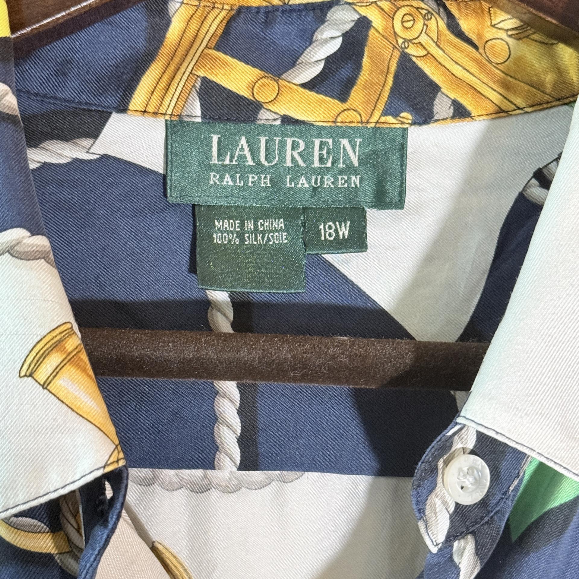 [LAUREN RALPH LAUREN] Nautical Print 100% Silk Shirt