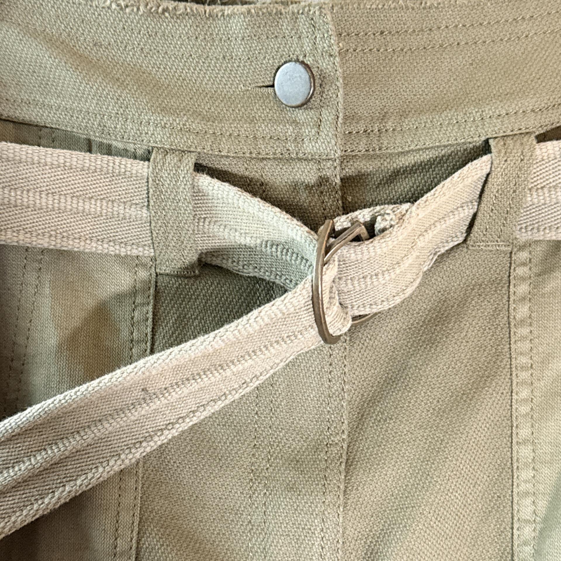 [vanessabruno] Belted Cotton-Linen Skirt (Khaki)