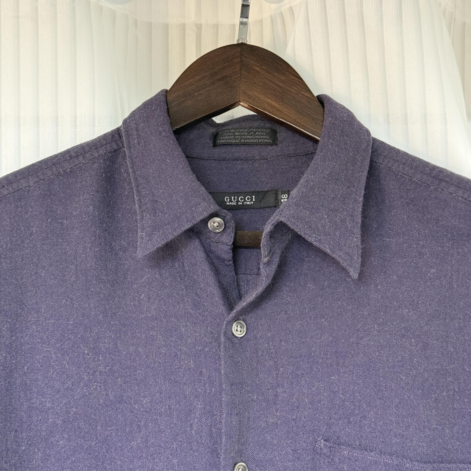 [GUCCI] Herringbone Flannel Long Sleeve Shirt (Purple Navy)