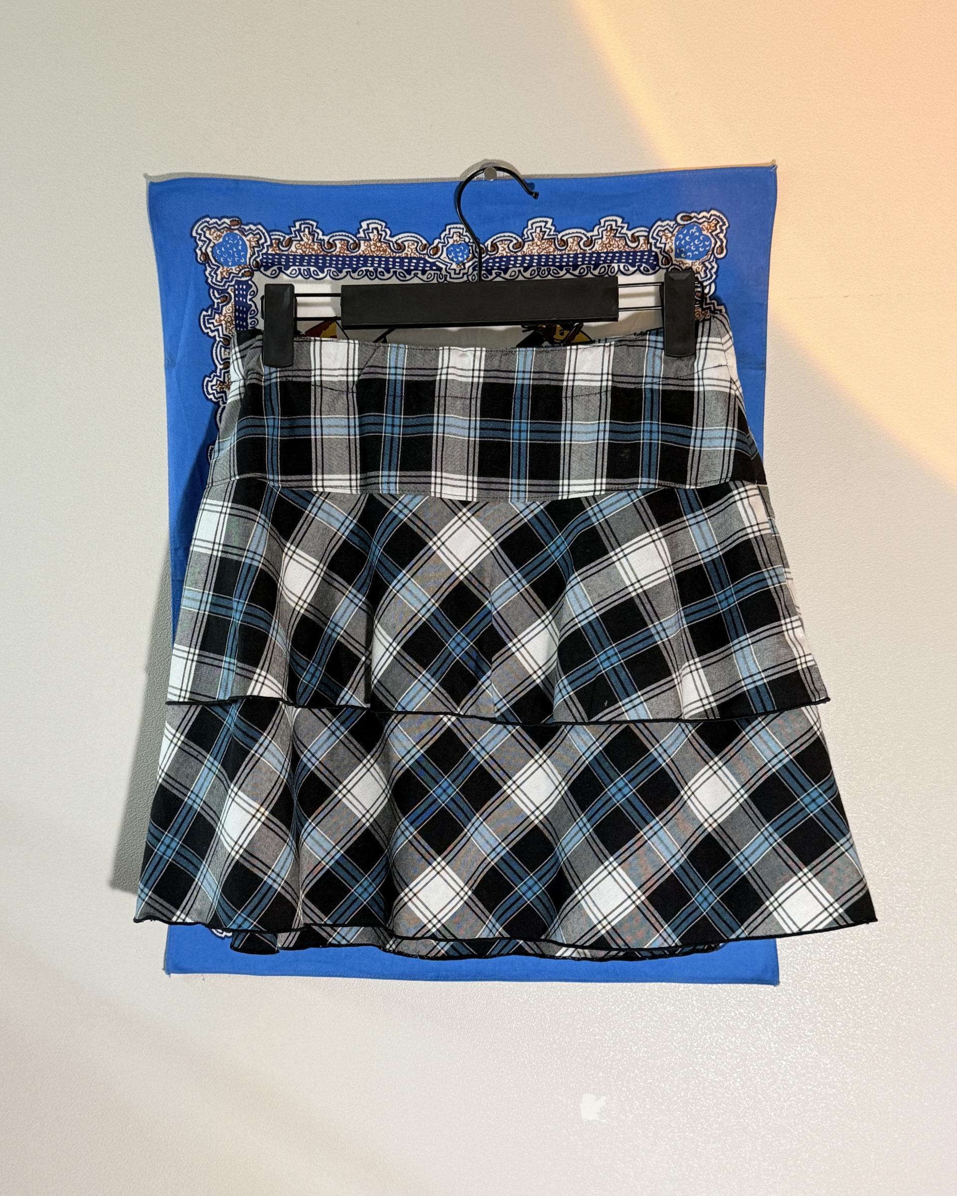 [hiromichi nakano] Check Tiered Layered Mini Skirt