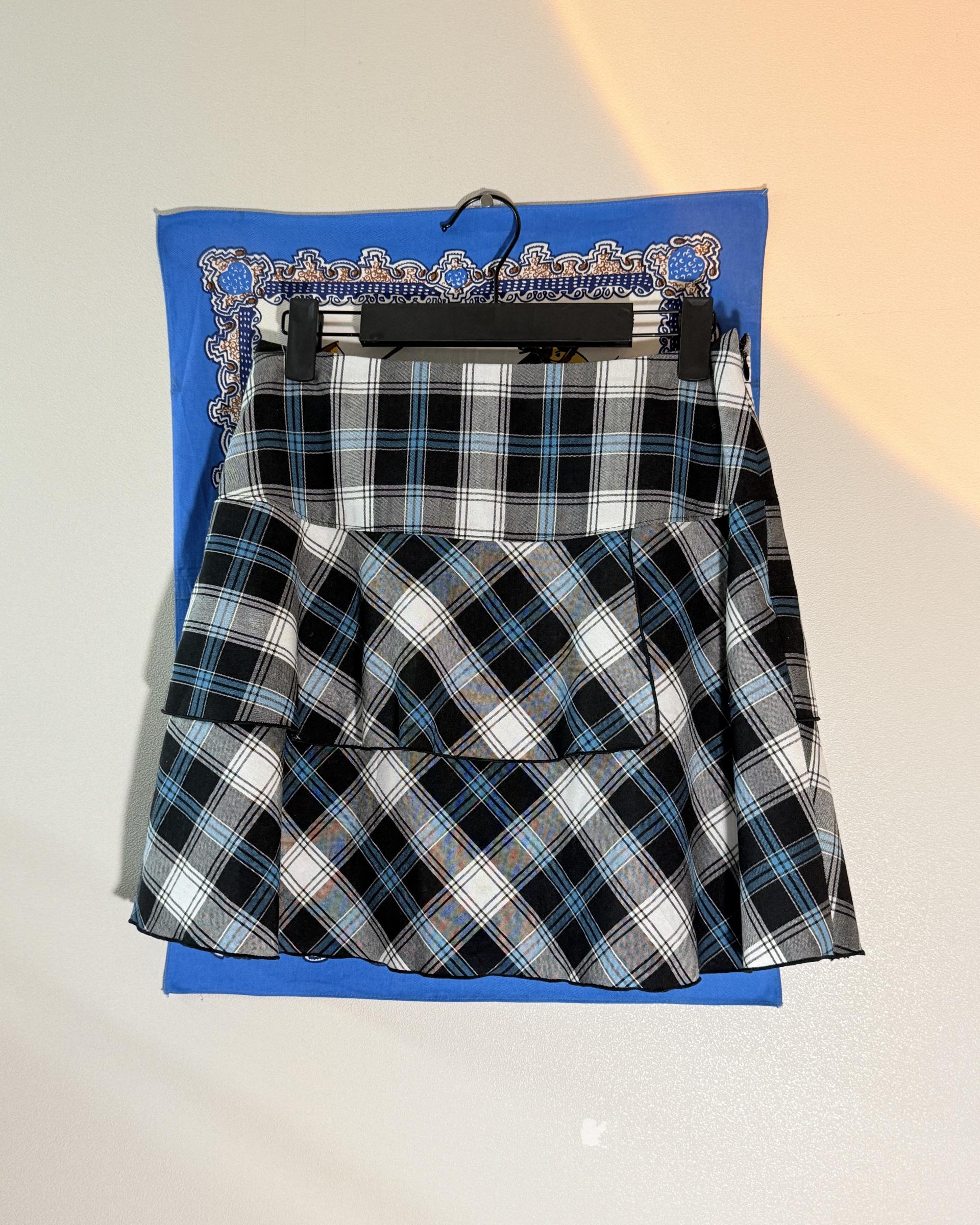 [hiromichi nakano] Check Tiered Layered Mini Skirt
