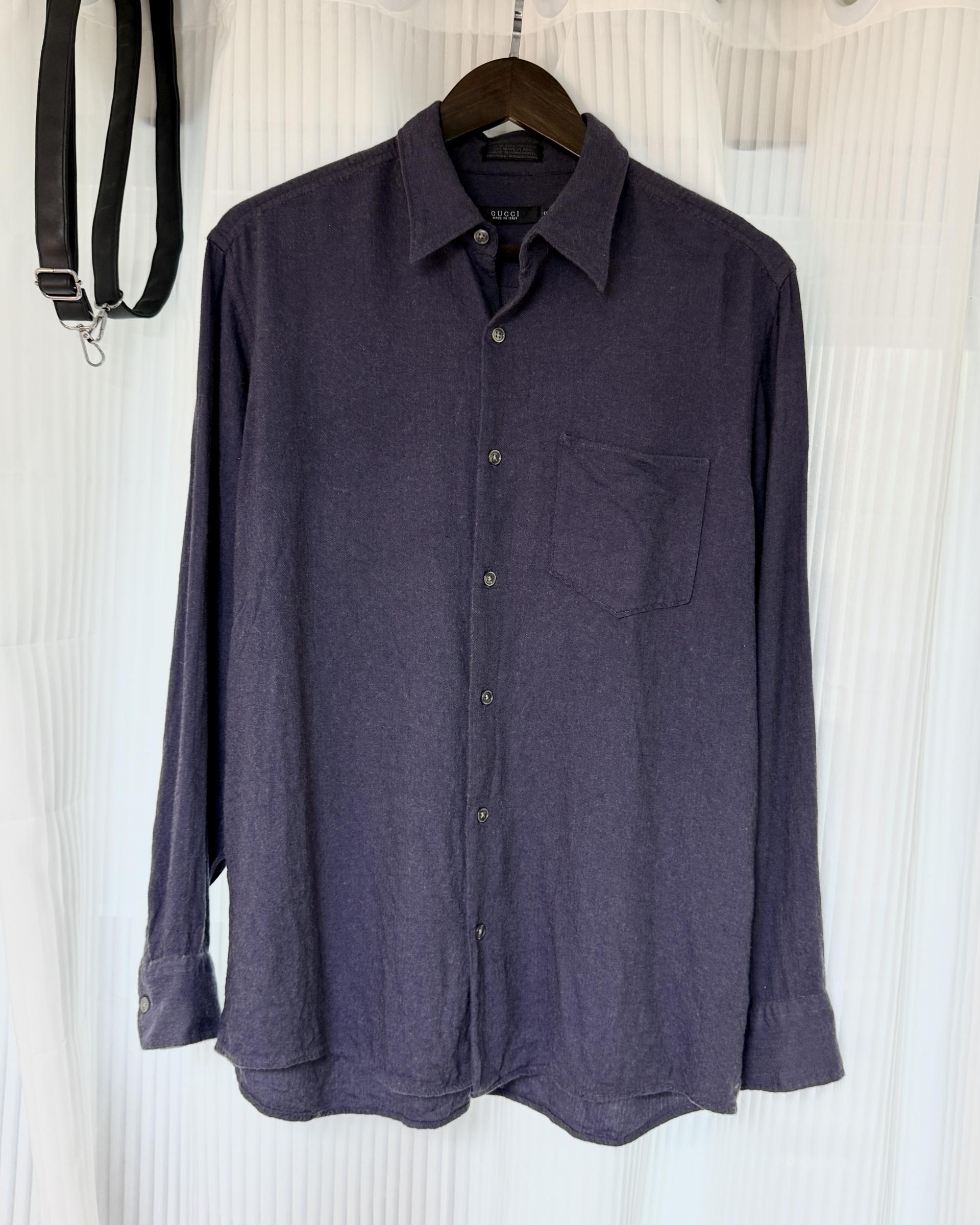 [GUCCI] Herringbone Flannel Long Sleeve Shirt (Purple Navy)