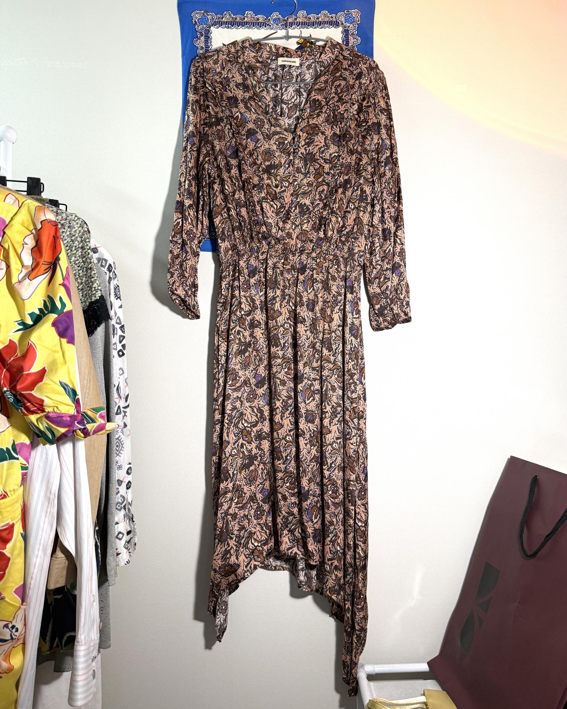 [Zadig & Voltaire] Paisley Pattern Asymmetric Long Dress