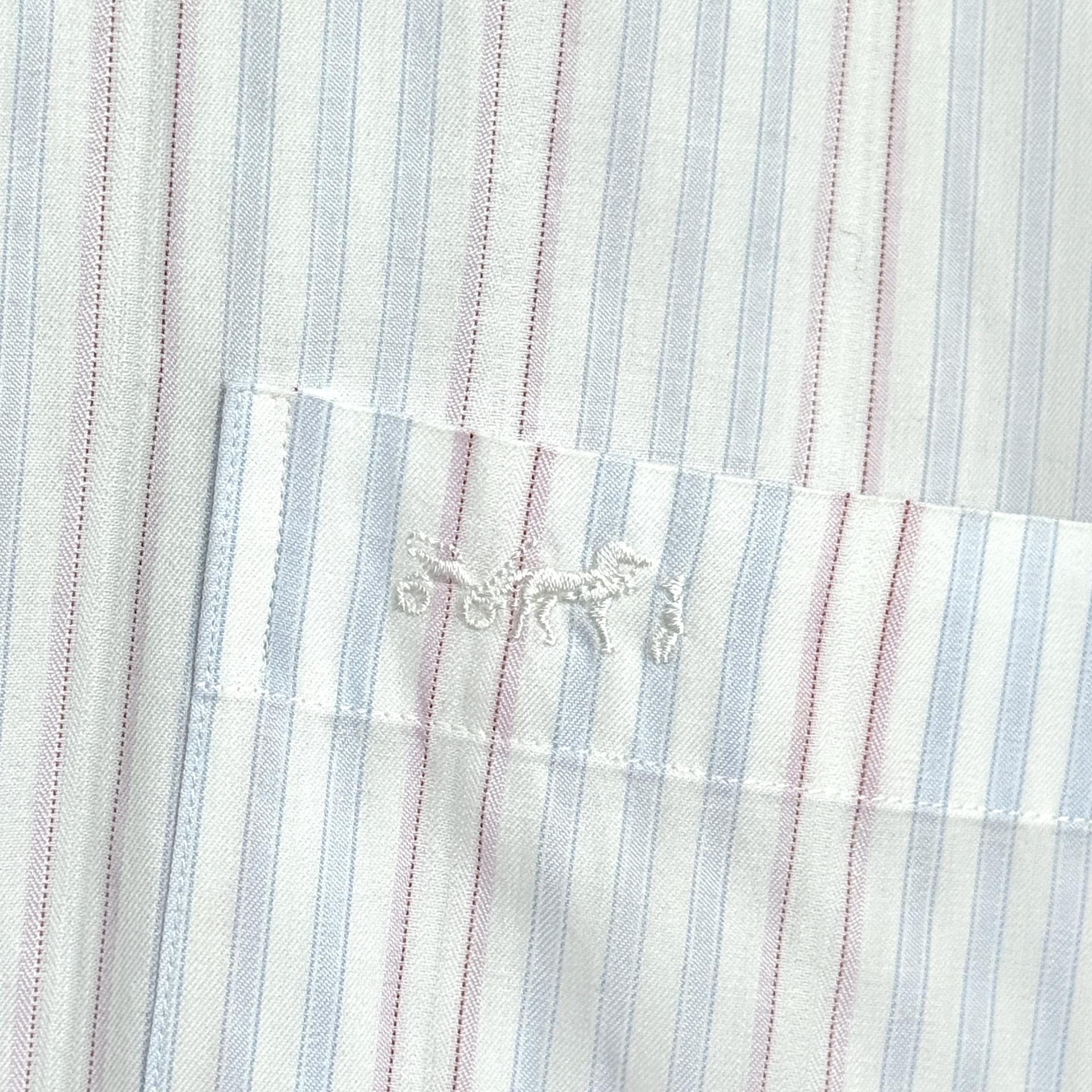 [HERMES] Stripe Long Sleeve Dress Shirt (White / Pink Blue Stripe)