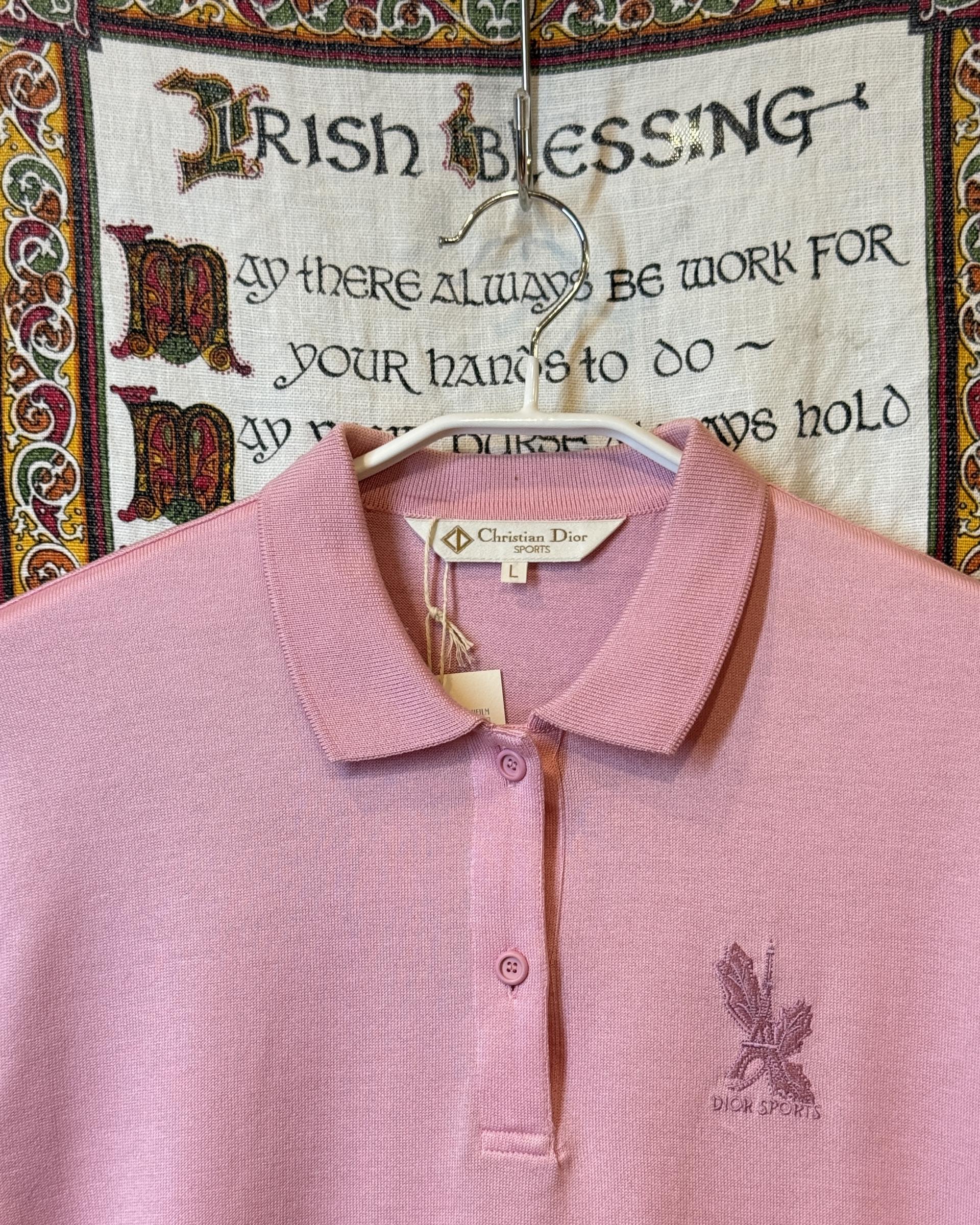 [Christian Dior SPORTS] Vintage Eiffel Tower Logo Pink Polo
