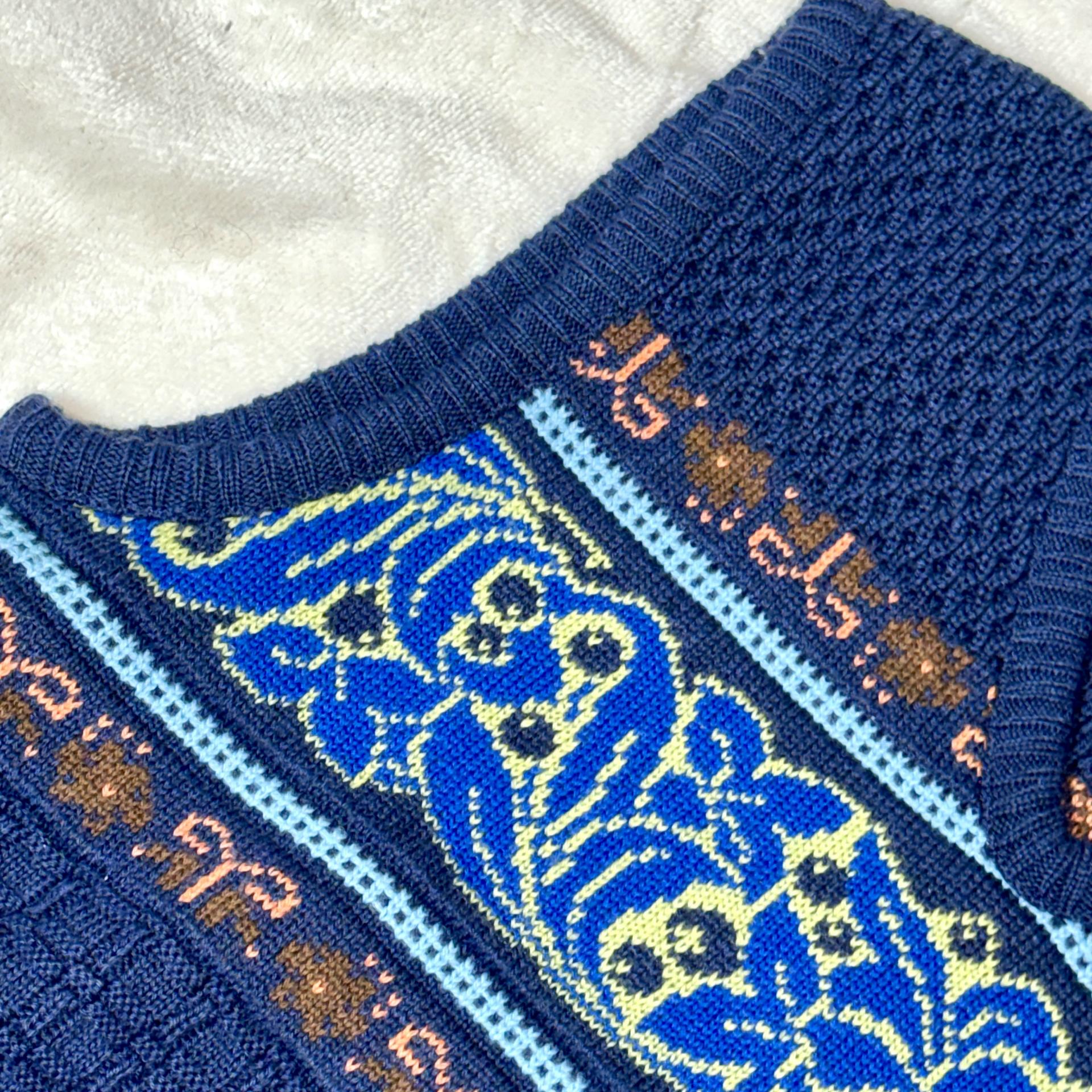[Oilily] Womens 에스닉 플라워 네이비 니트 조끼 베스트