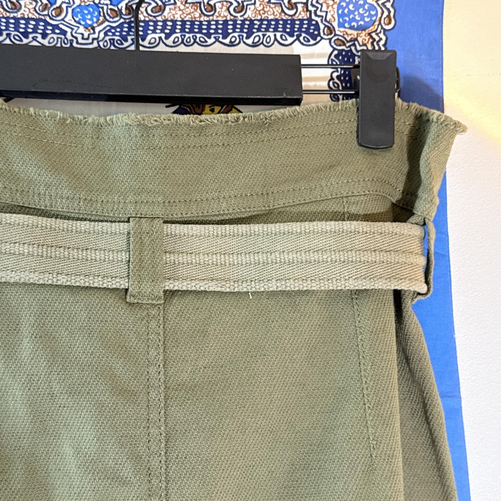 [vanessabruno] Belted Cotton-Linen Skirt (Khaki)