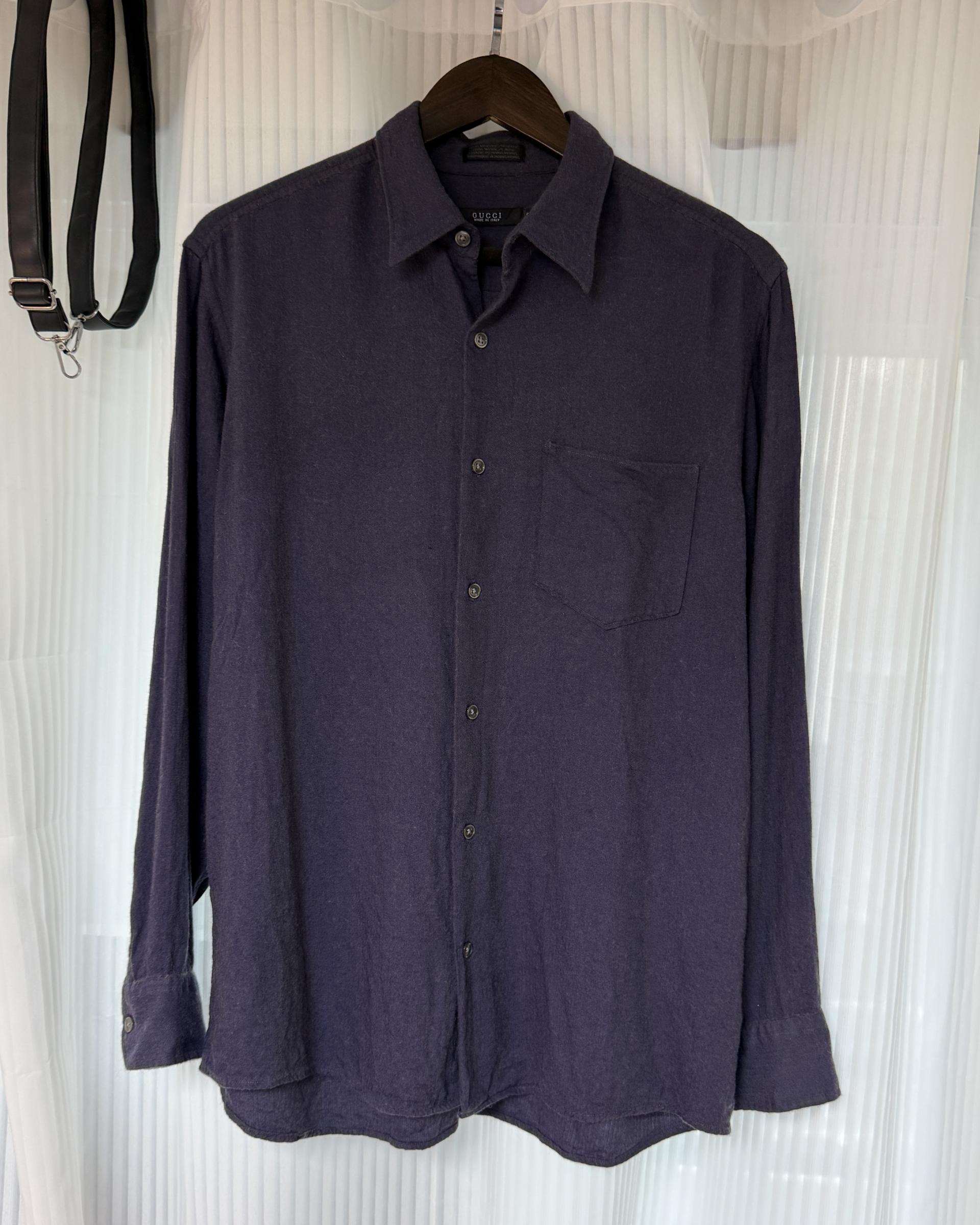 [GUCCI] Herringbone Flannel Long Sleeve Shirt (Purple Navy)