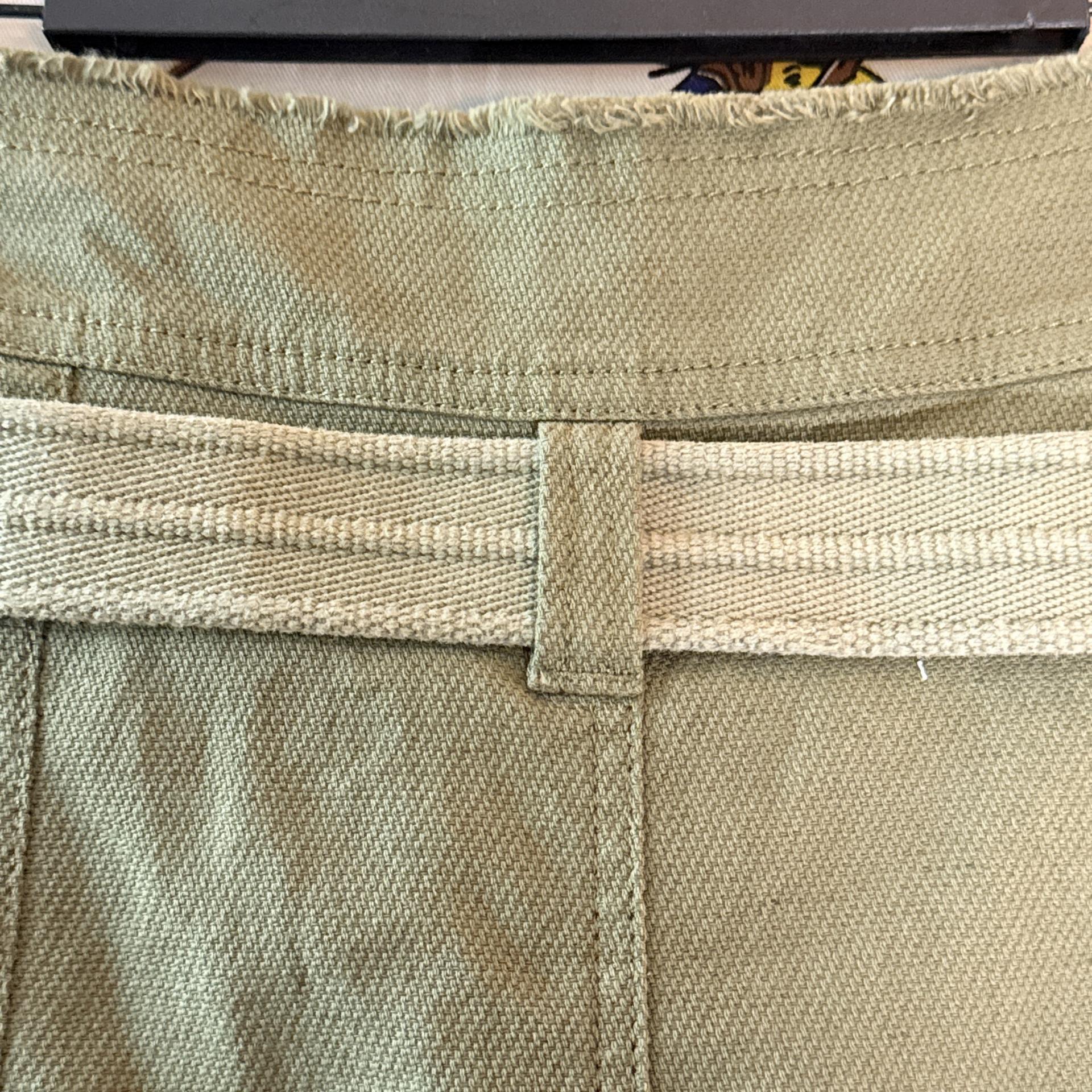 [vanessabruno] Belted Cotton-Linen Skirt (Khaki)