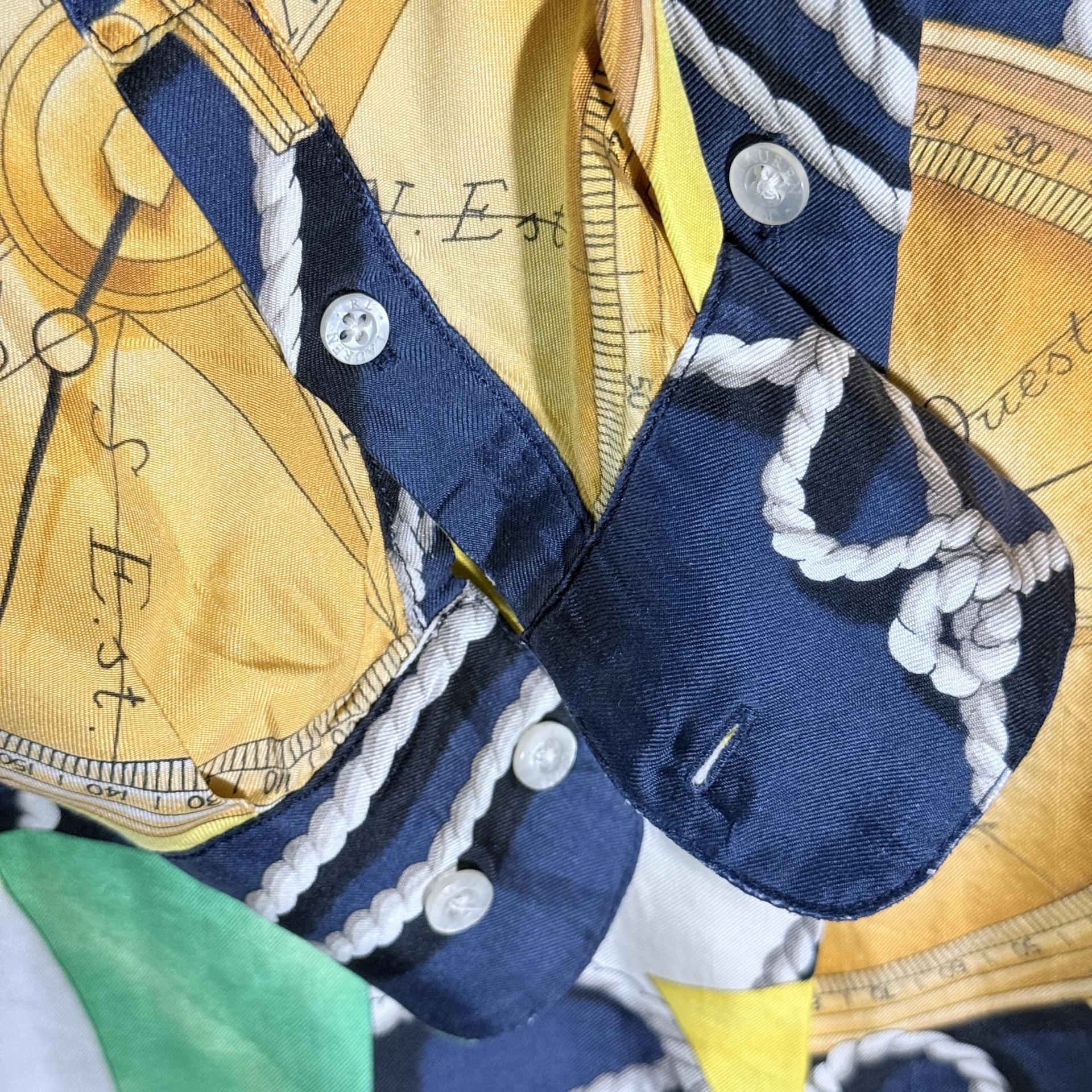 [LAUREN RALPH LAUREN] Nautical Print 100% Silk Shirt