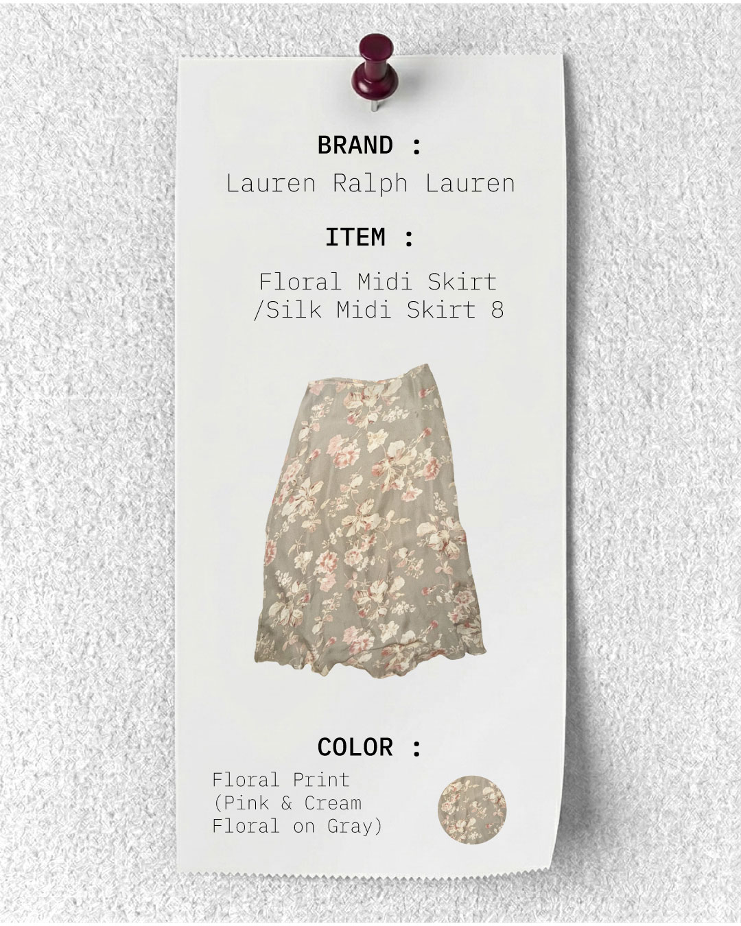 Lauren Ralph Lauren 실크 플로럴 미디 스커트