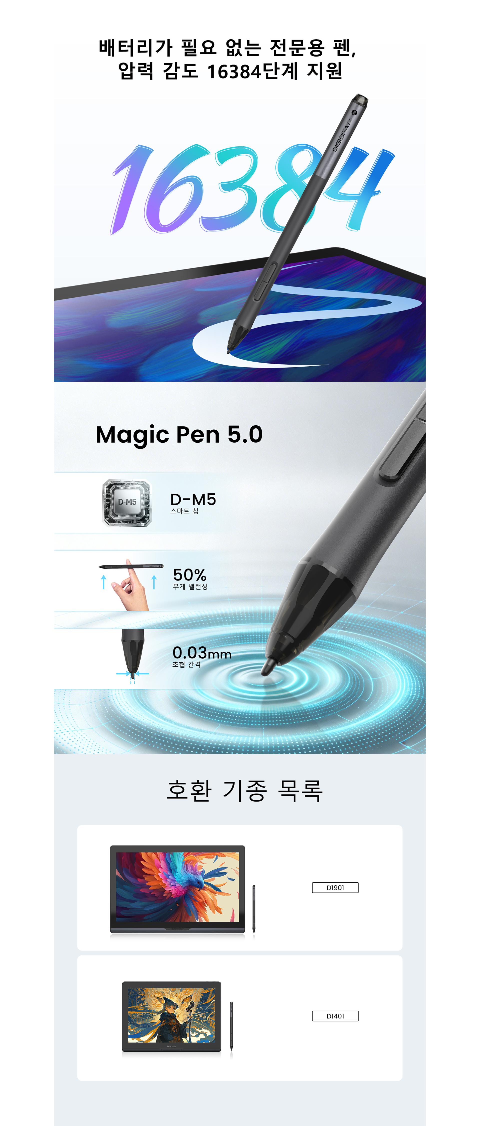 디지드로우 M5펜 그립 포함 세트 / 액정타블렛 호환 (부품/소모품)