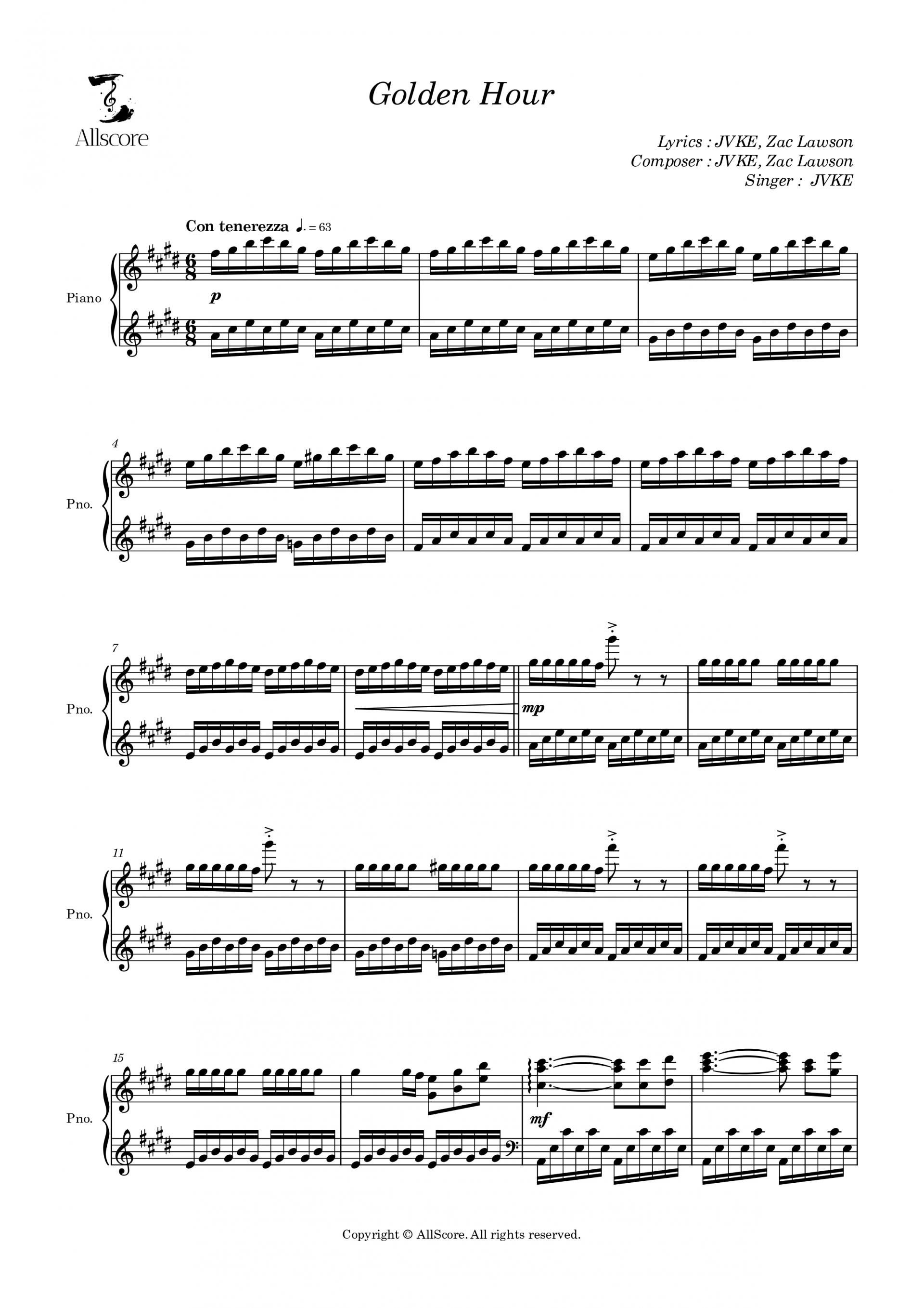 Golden Hour (골든아워) - Piano Solo