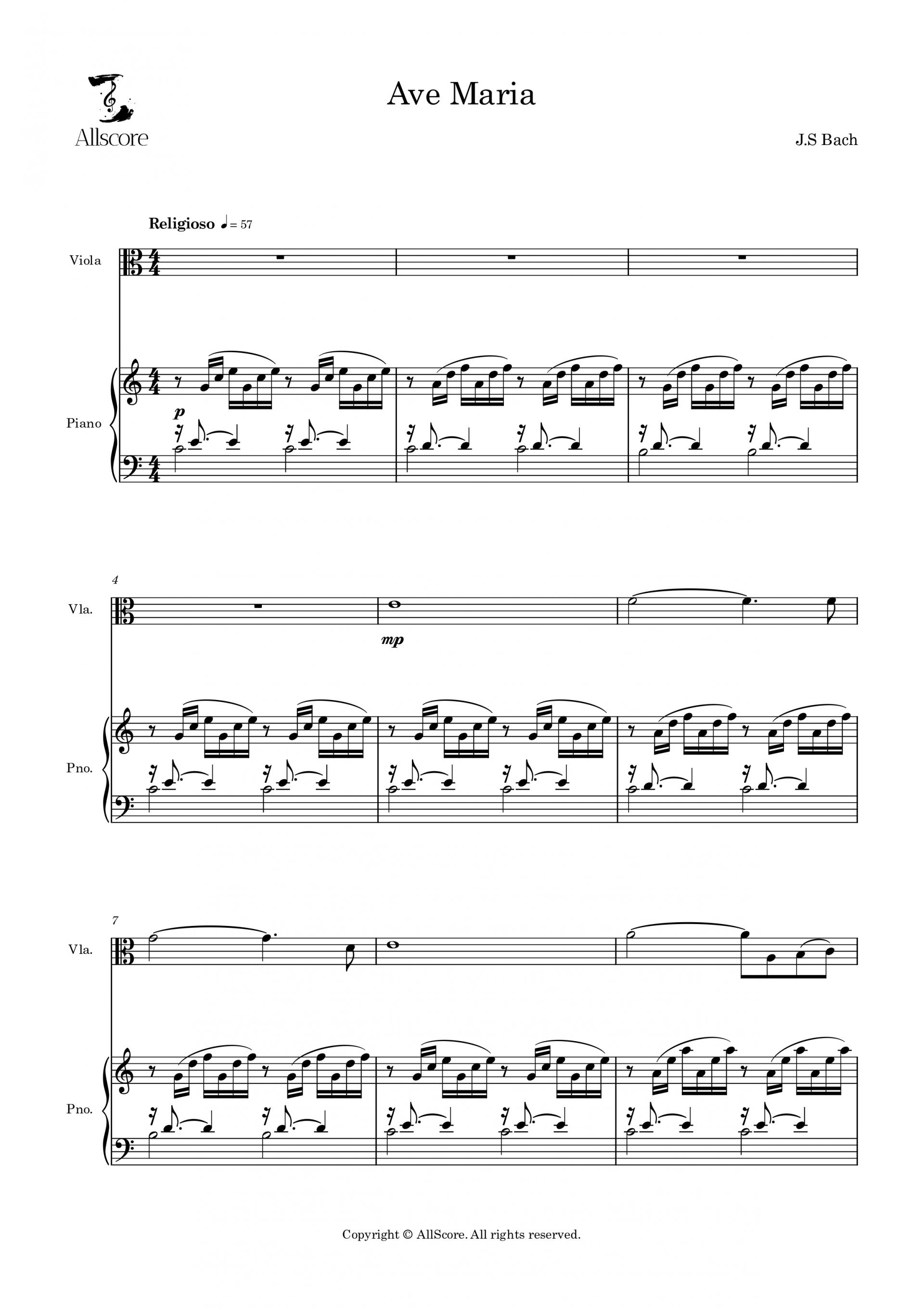 Ave Maria (아베 마리아) - Solo (Vla, Pno)