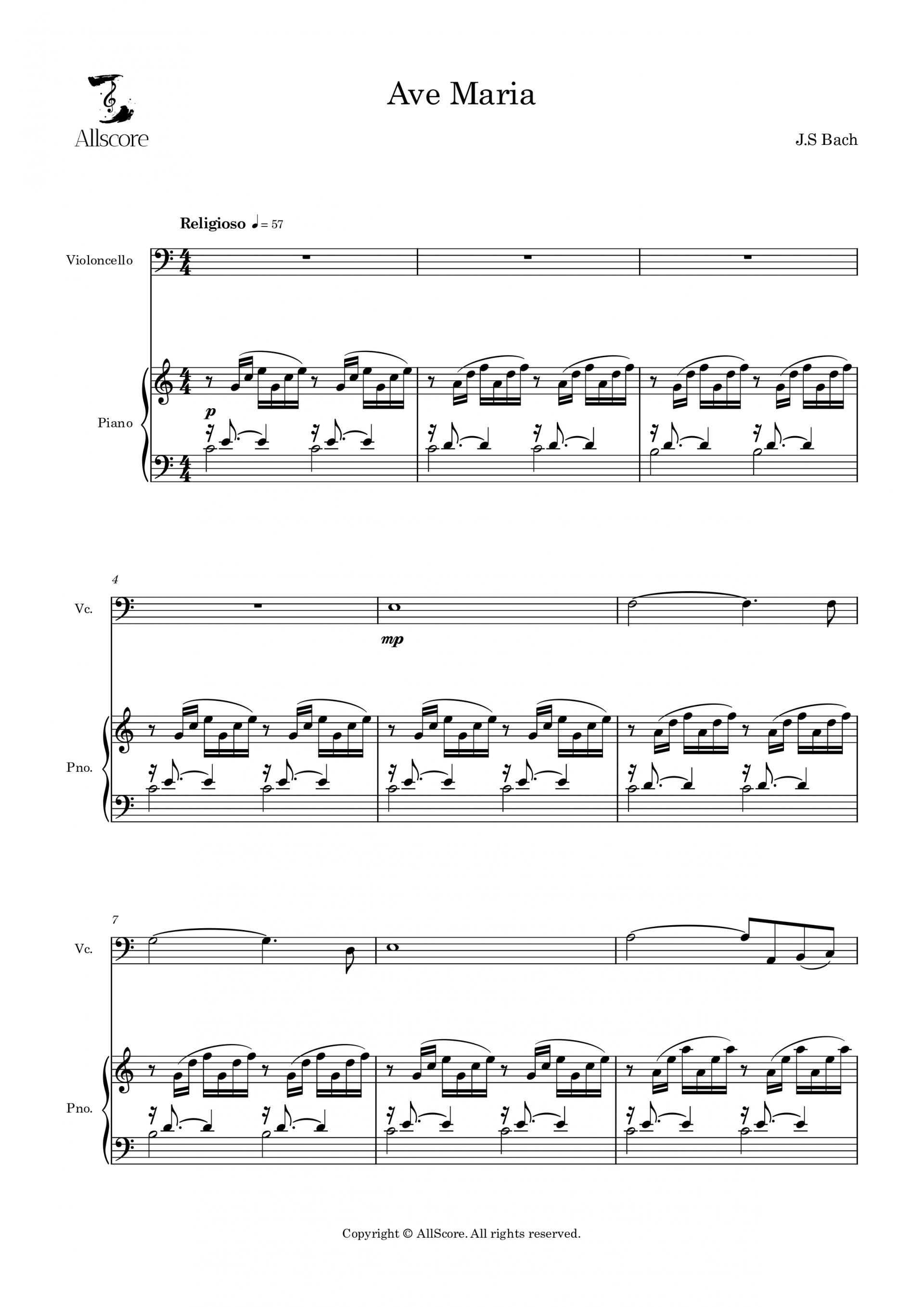 Ave Maria (아베 마리아) - Solo (Vc, Pno)