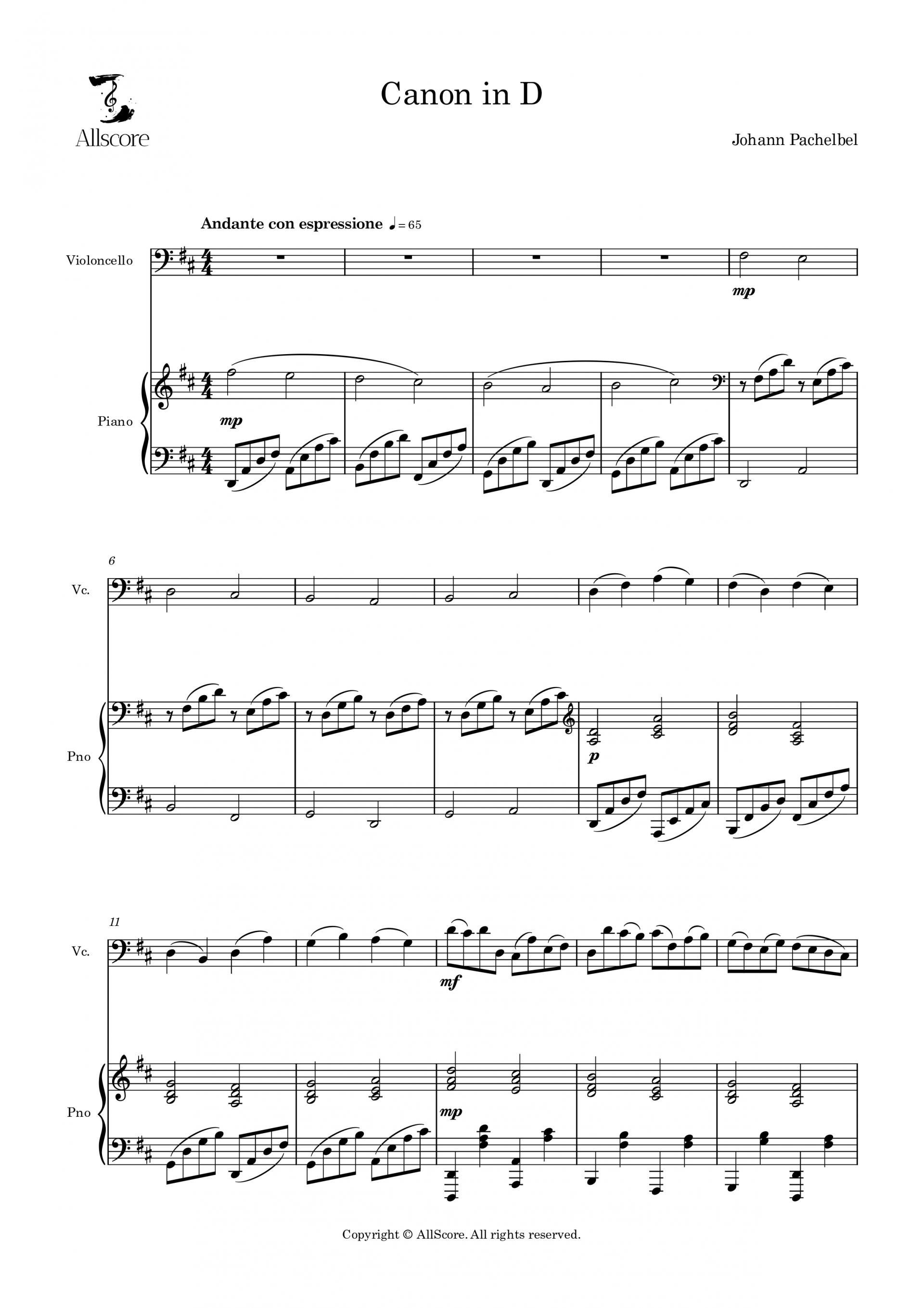 Canon in D (캐논 변주곡) - Solo (Vc, Pno)