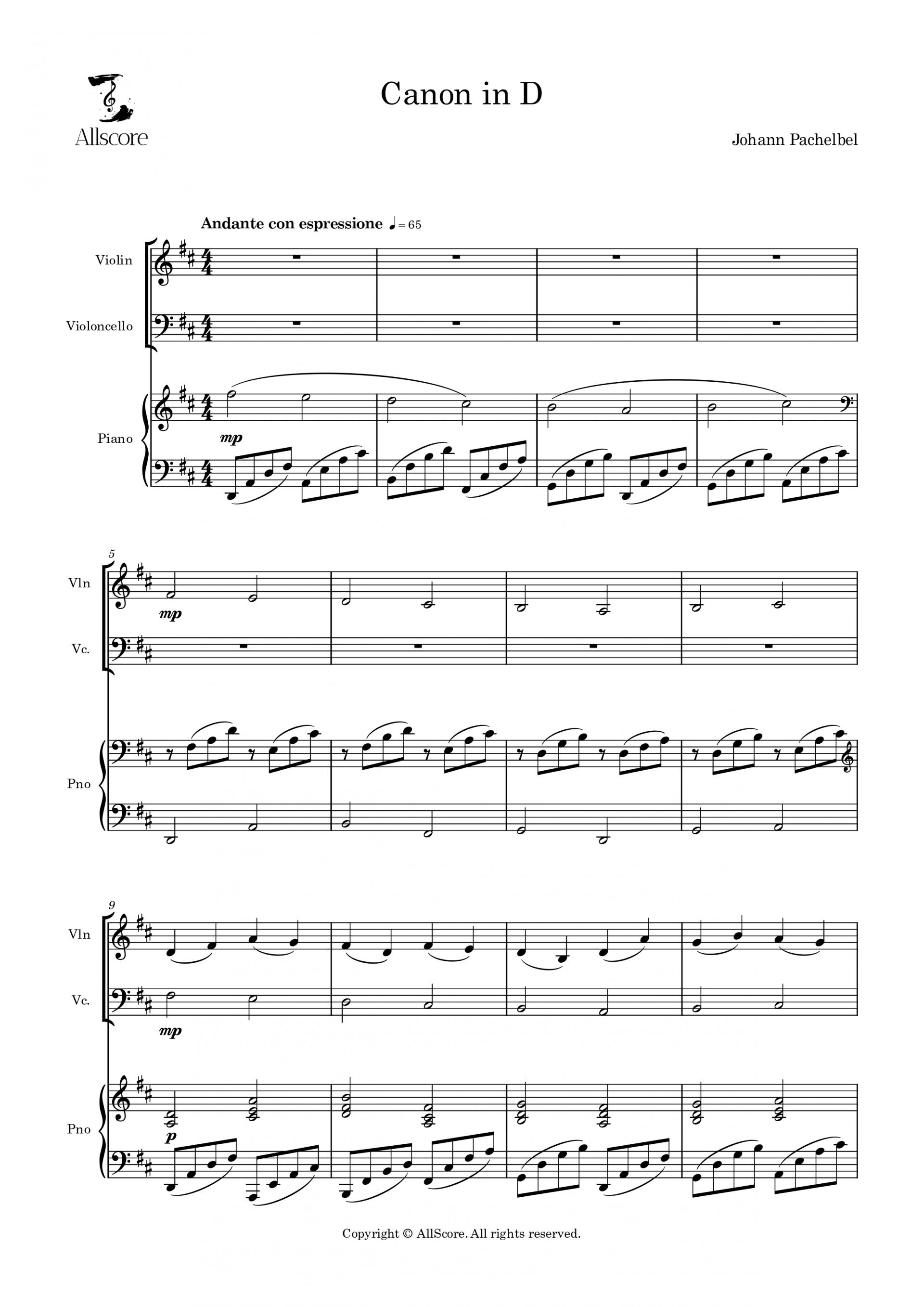 Canon in D (캐논 변주곡) - Trio (Vln, Vc, Pno)