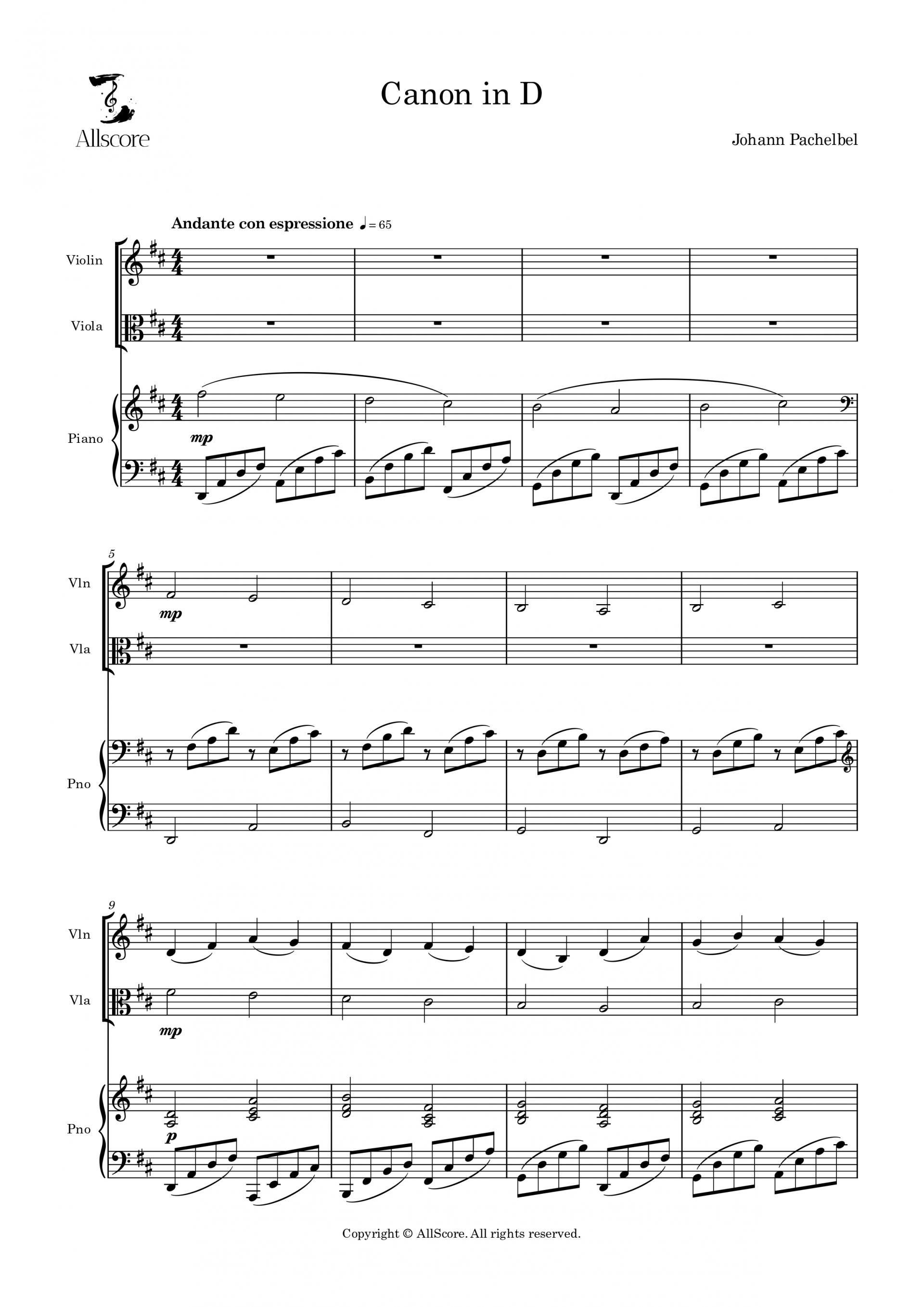 Canon in D (캐논 변주곡) - Trio (Vln, Vla, Pno)
