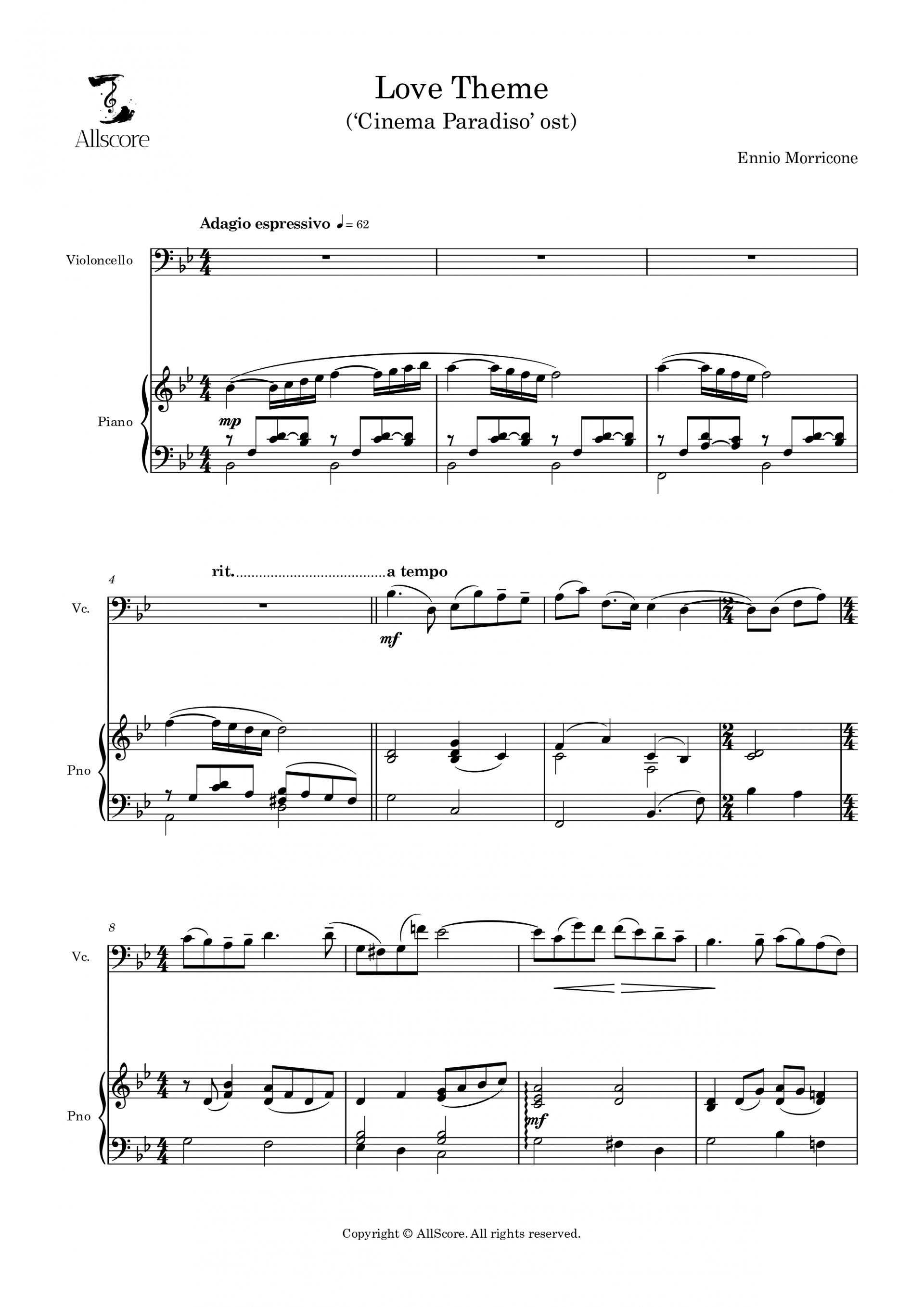 Love Theme ('시네마 천국' ost) - Solo (Vc, Pno)