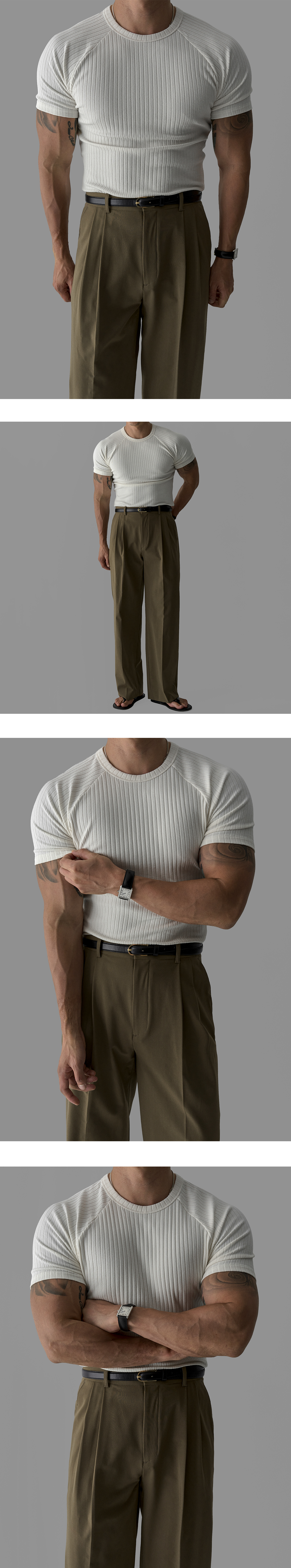 샤키 머슬 리브드 하프 니트