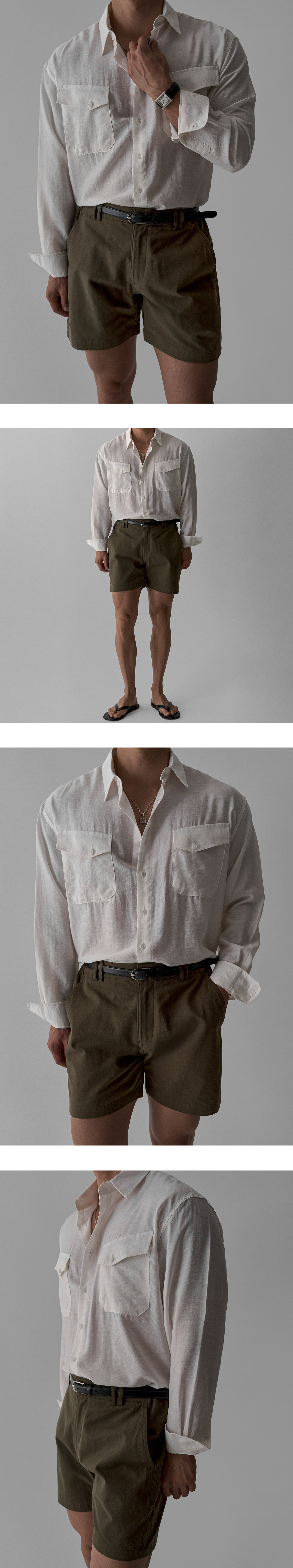미하라 린넨 크롭 셔츠