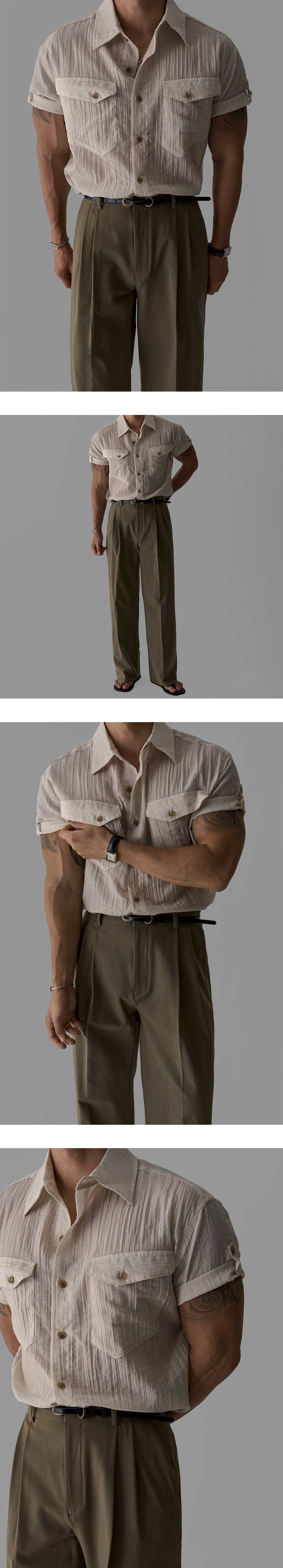 토일 롤업 크롭 셔츠