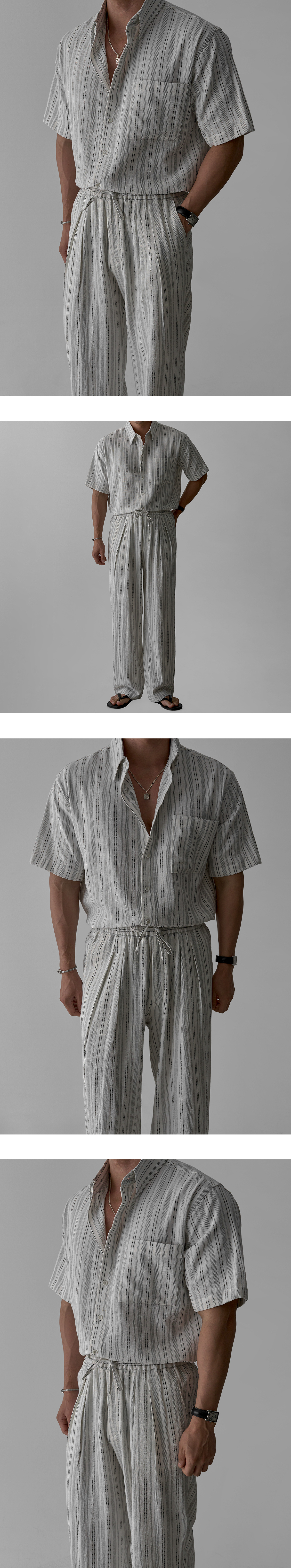 베일리 스트라이프 하프 셔츠