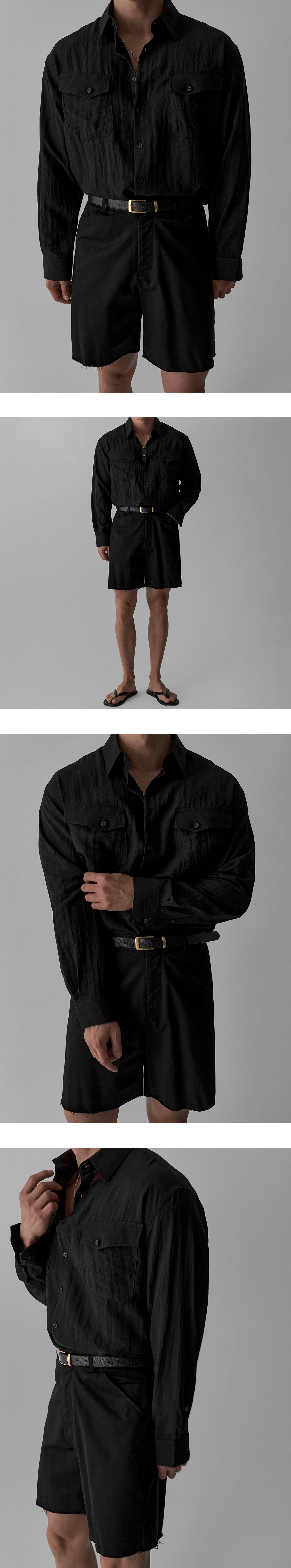 미하라 린넨 크롭 셔츠