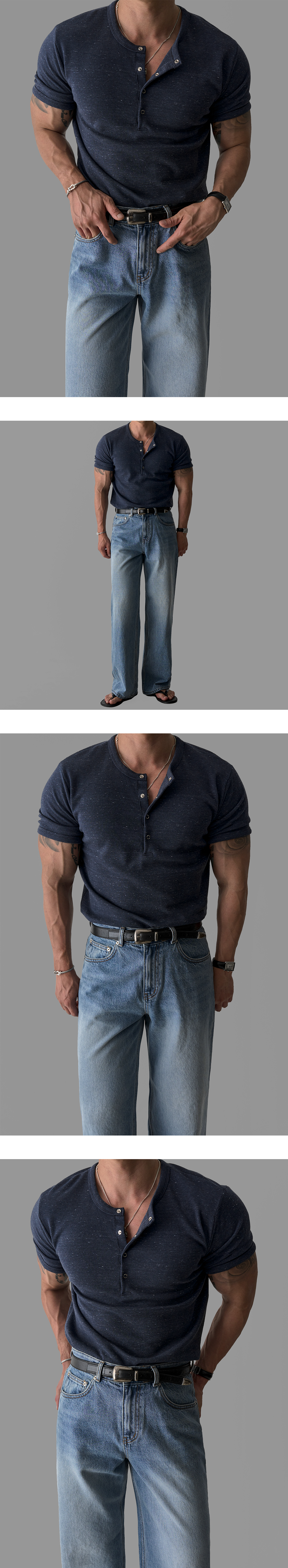 오랑주 와플 헨리넥 반팔