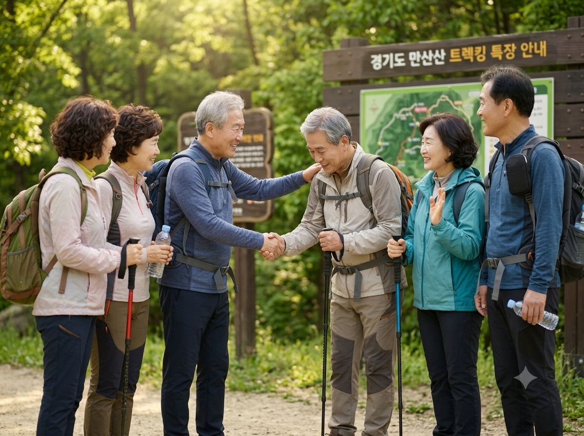 새로운 커뮤니티에 가입해 회원들과 인사를 나누는 장면