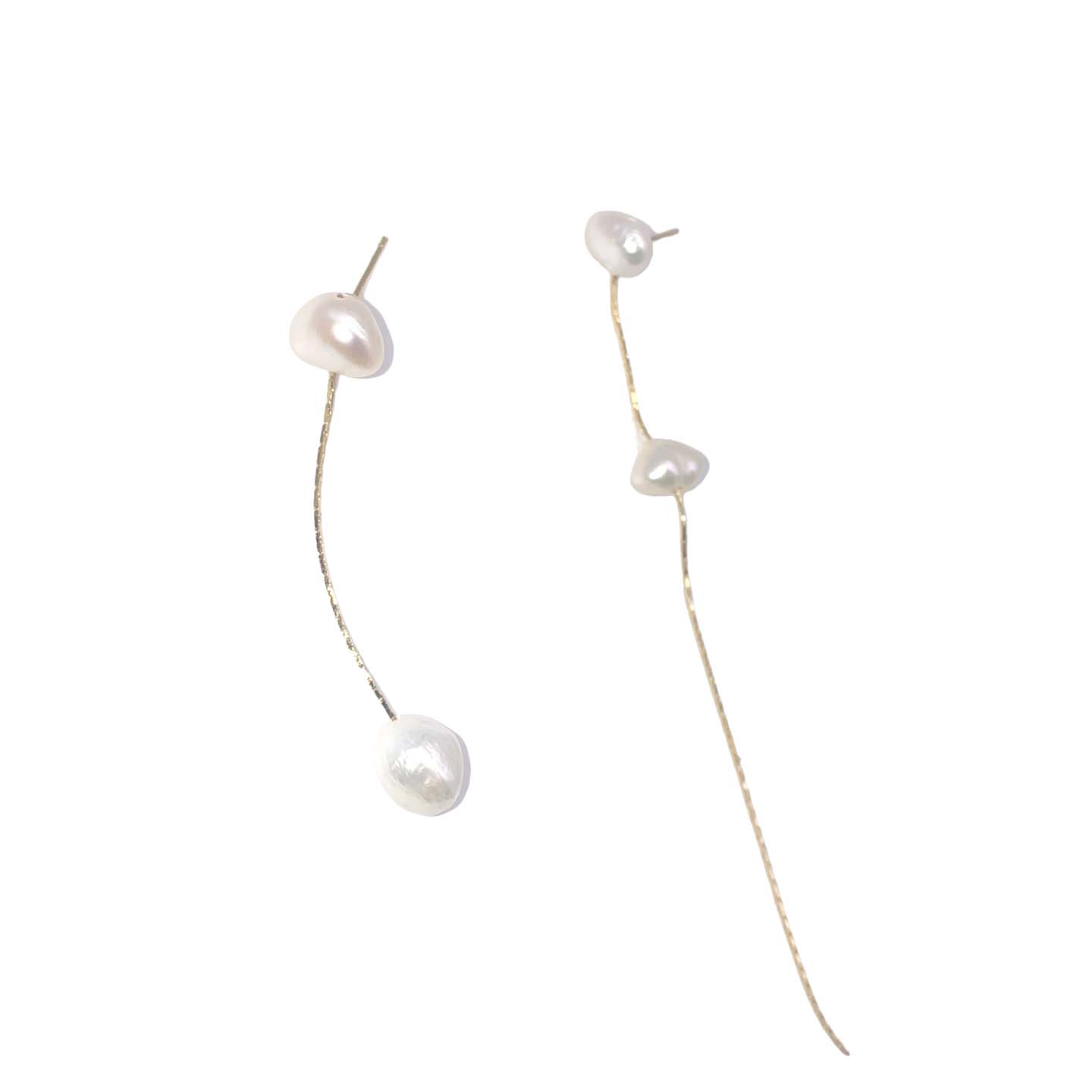 바이메이커 언발 진주 드롭 이어링 Asymmetric Pearl Drop Earrings