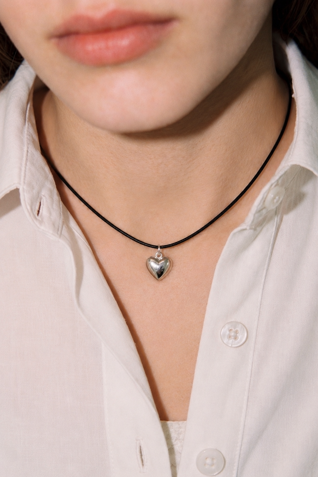 바이메이커 실버 하트 코드 목걸이 Silver Heart Cord Necklace 925