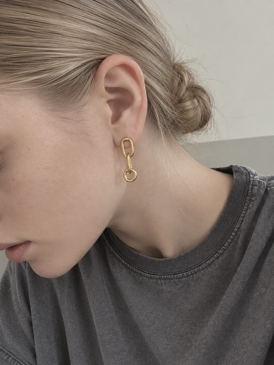 바이메이커 믹스 링크 드롭 이어링_골드 Mixed Link Drop Earrings_gold