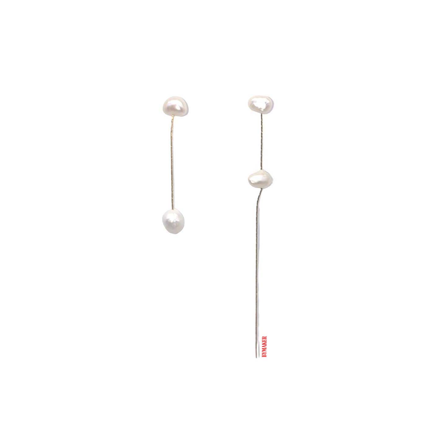 바이메이커 언발 진주 드롭 이어링 Asymmetric Pearl Drop Earrings