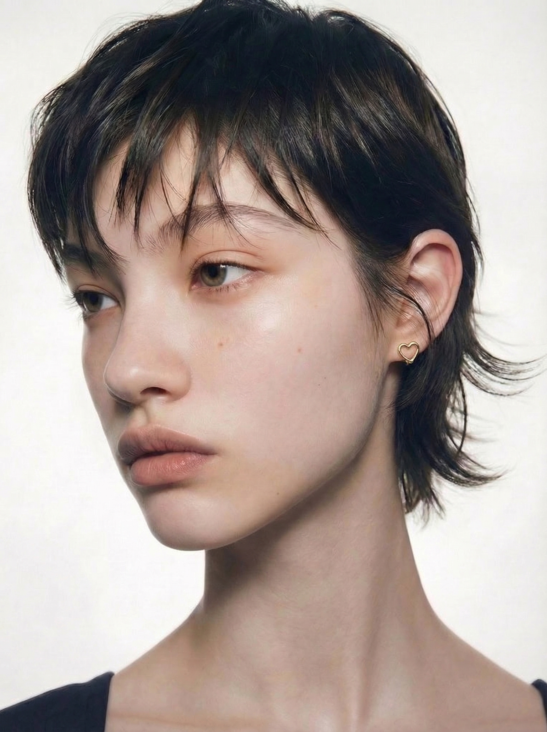 오픈 하트 미니 후프 이어링_실버 Open Heart Mini Hoop Earrings_silver