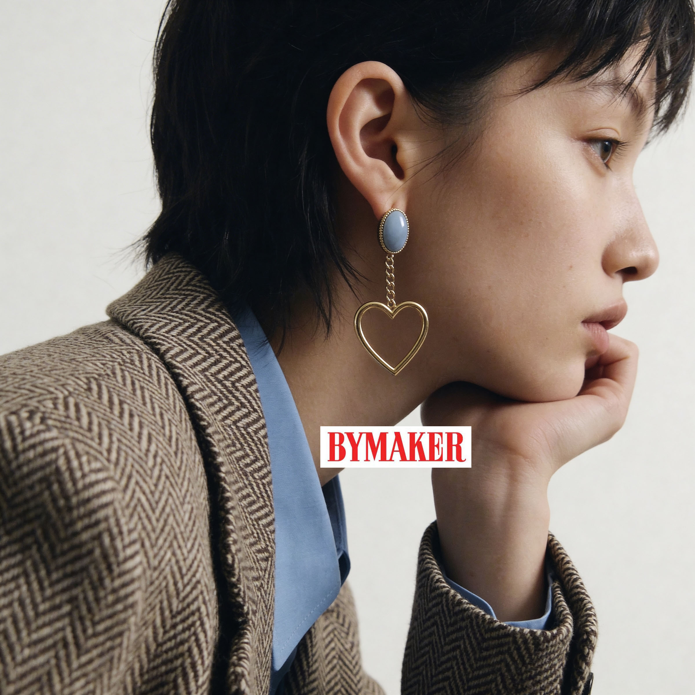 바이메이커 사일런트 하트 볼드 이어링 Silent Heart Bold Earrings