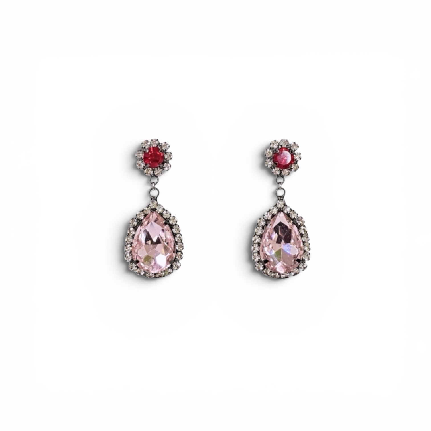 바이메이커 핑크 크리스탈 드롭 이어링 Pink Drop Contrast Earrings