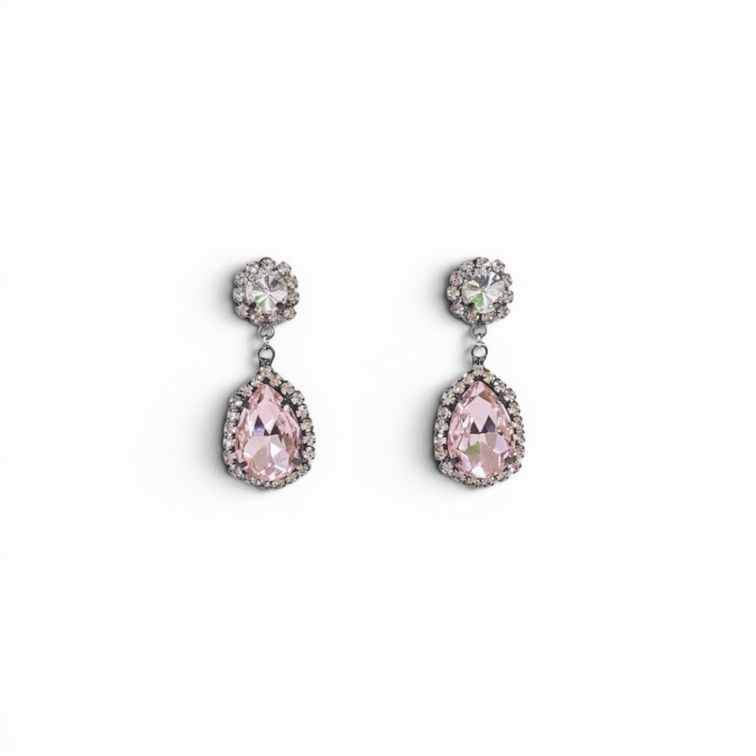 바이메이커 핑크 크리스탈 드롭 이어링_클리어 Pink Drop Contrast Earrings_Clear