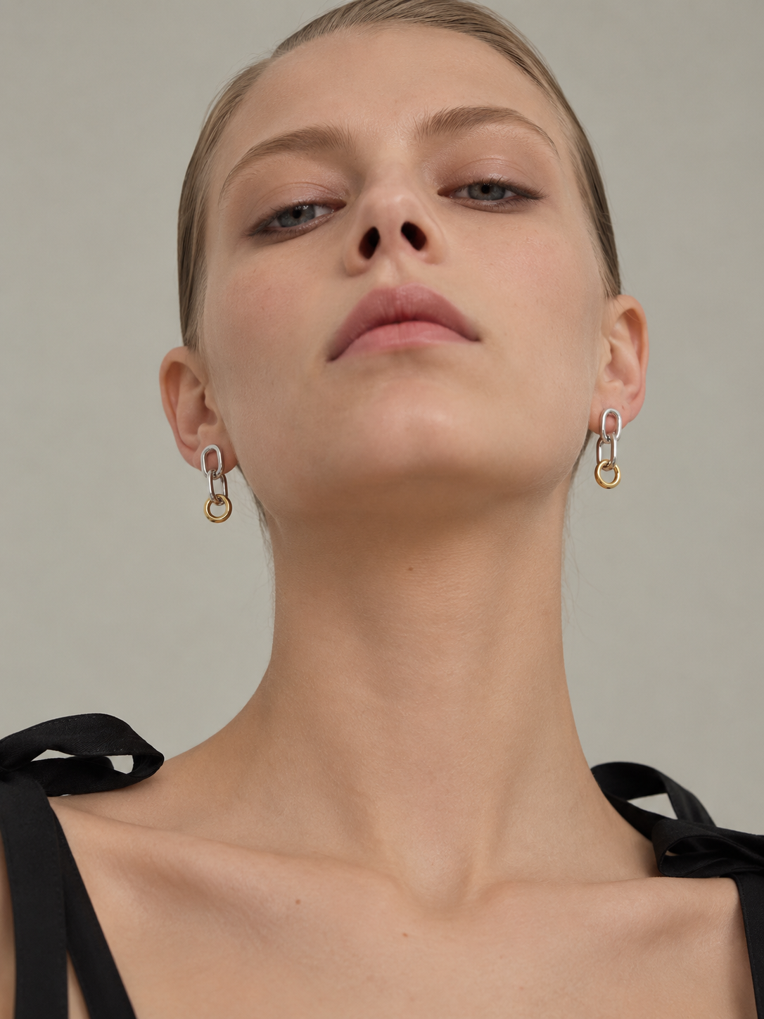 바이메이커 믹스 링크 드롭 이어링_골드 Mixed Link Drop Earrings_gold