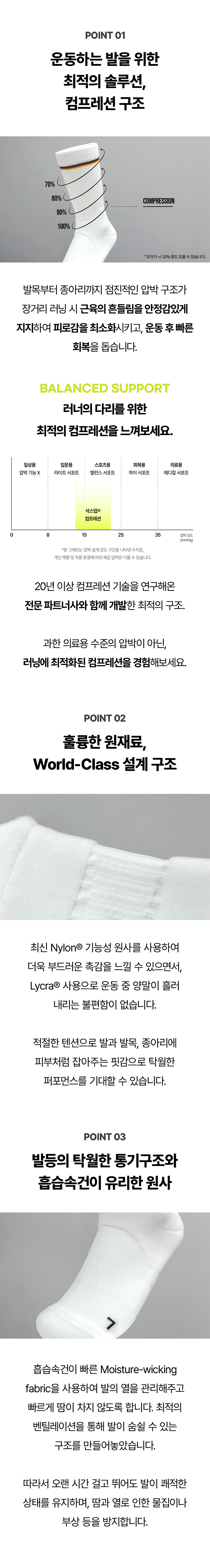 [삭스업] 컴프레션 러닝 크루삭스