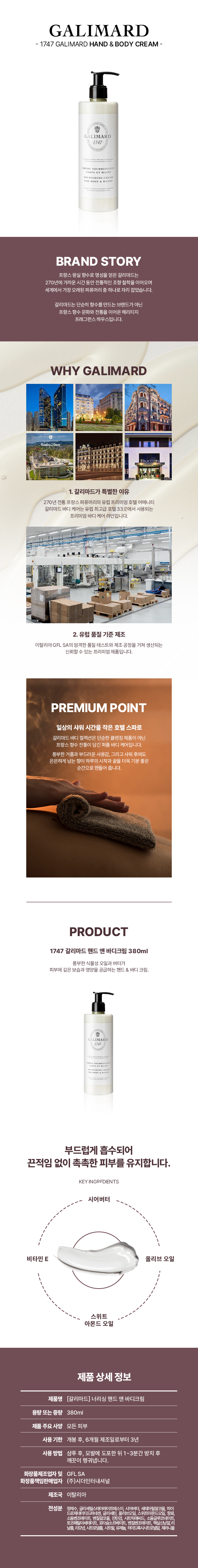 GALIMARD 갈리마드 너리싱 핸드 앤 바디크림 380ml