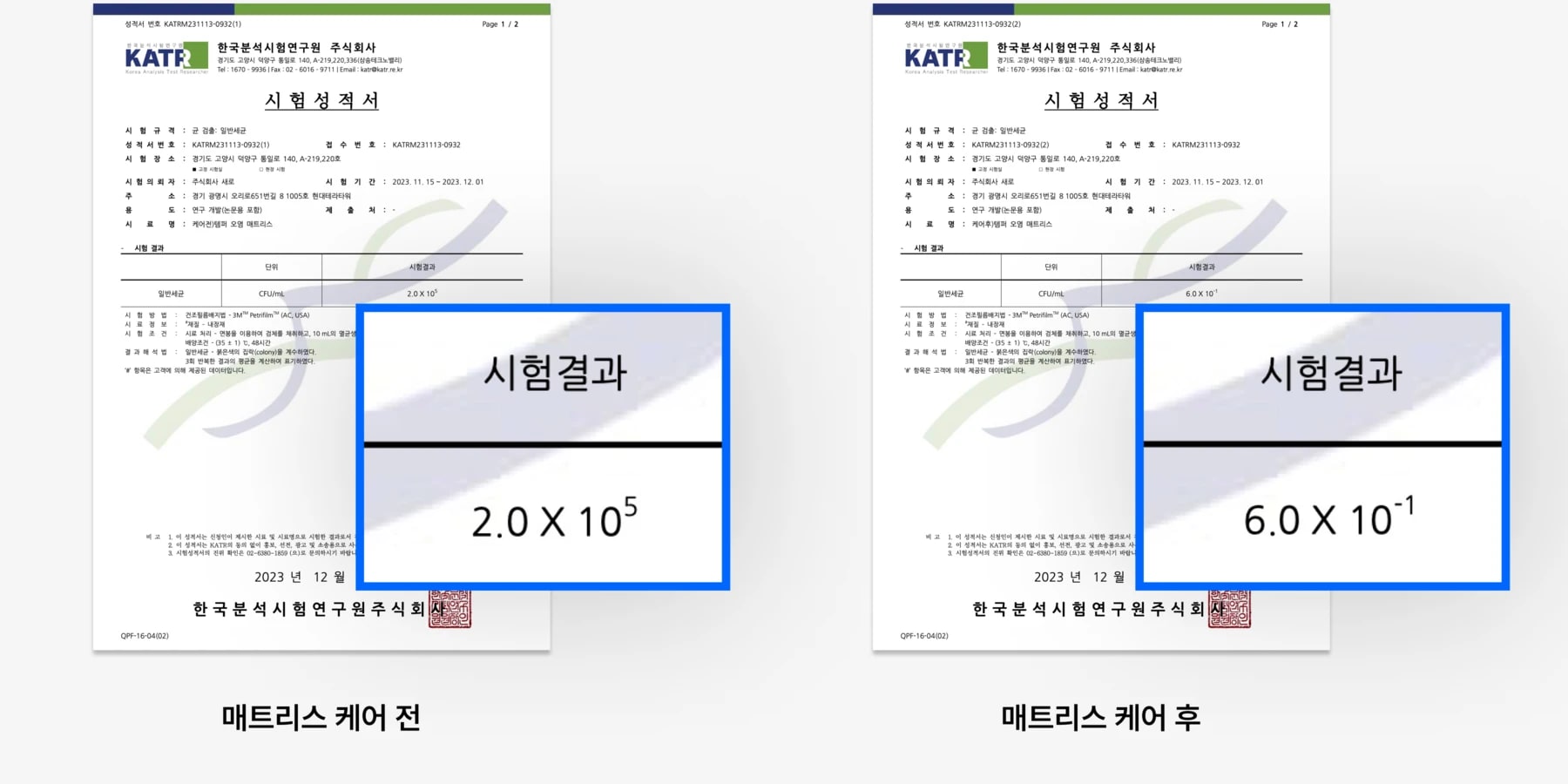 KATRI 시험성적서