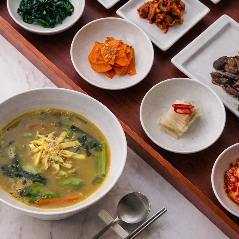 전복수제비 한상차림