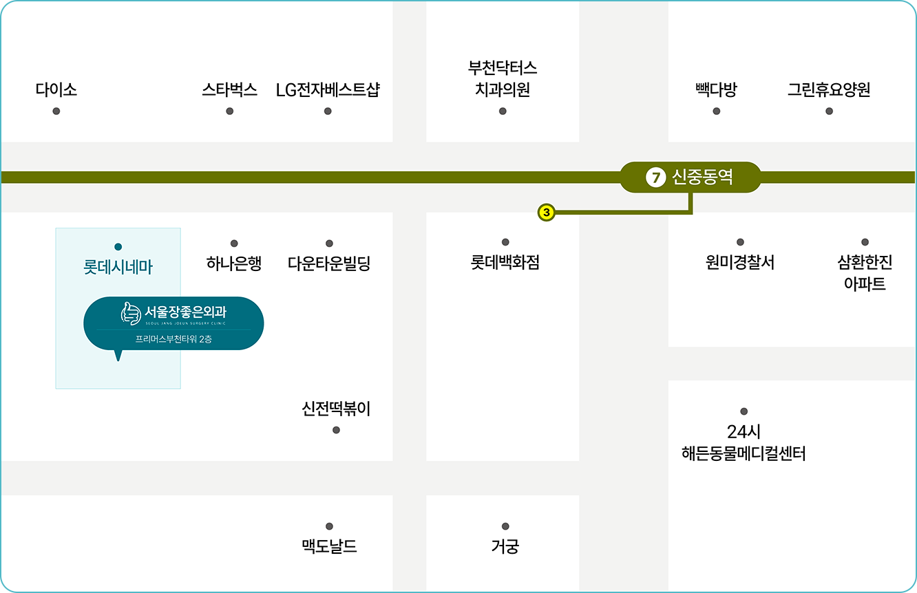 서울장좋은외과 오시는 길 지도